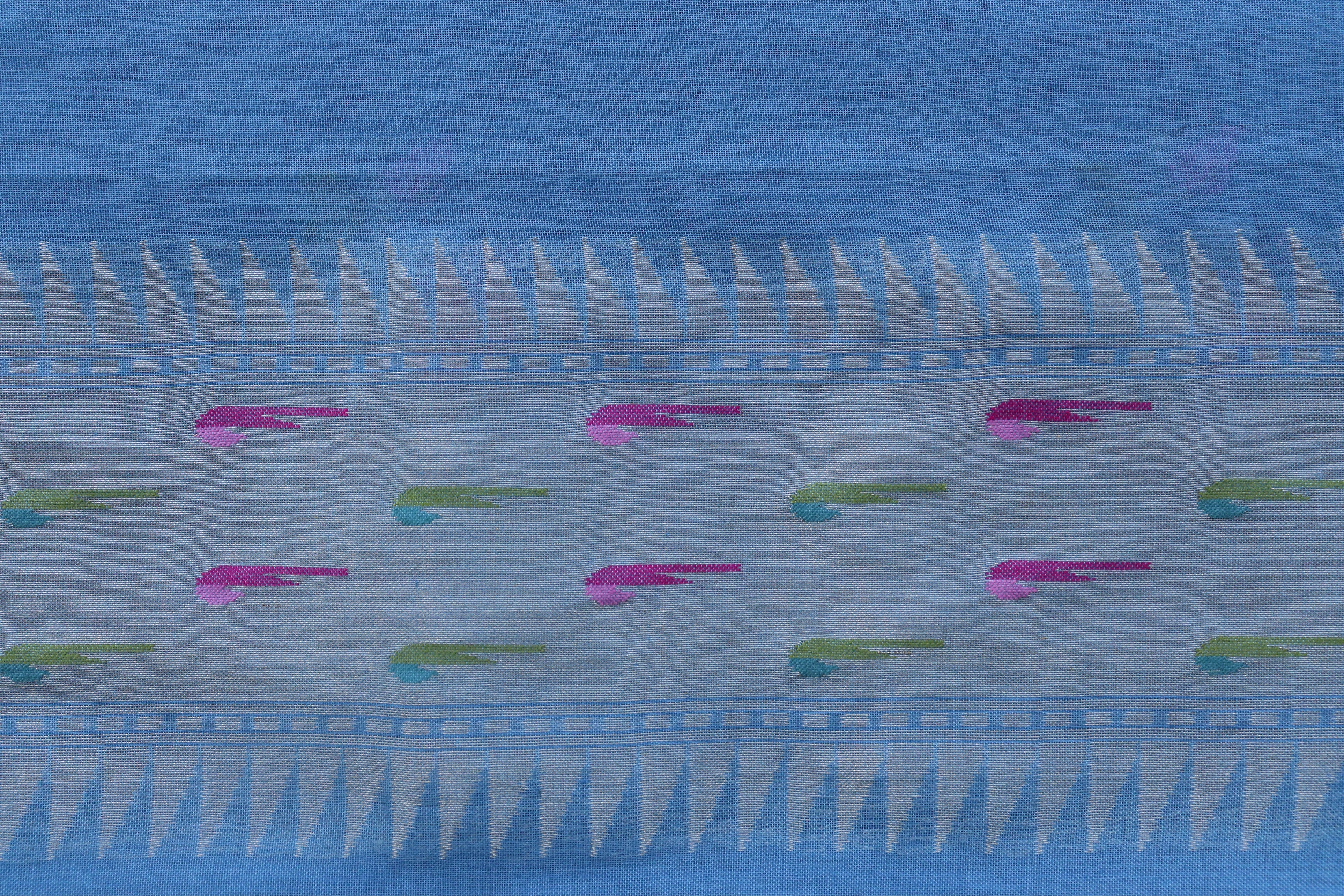 Blue Cotton Handloom Banarasi Suit Set