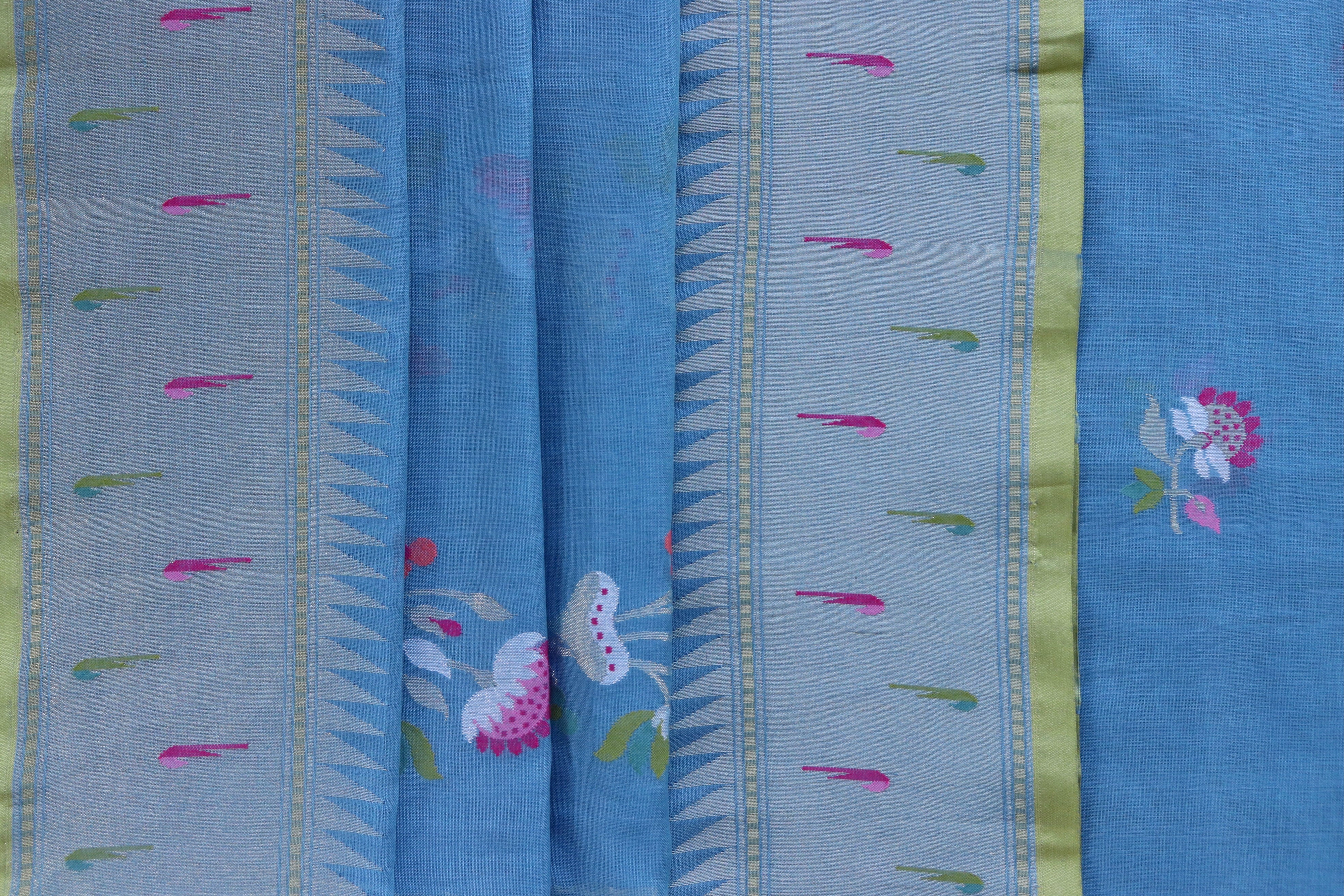 Blue Cotton Handloom Banarasi Suit Set