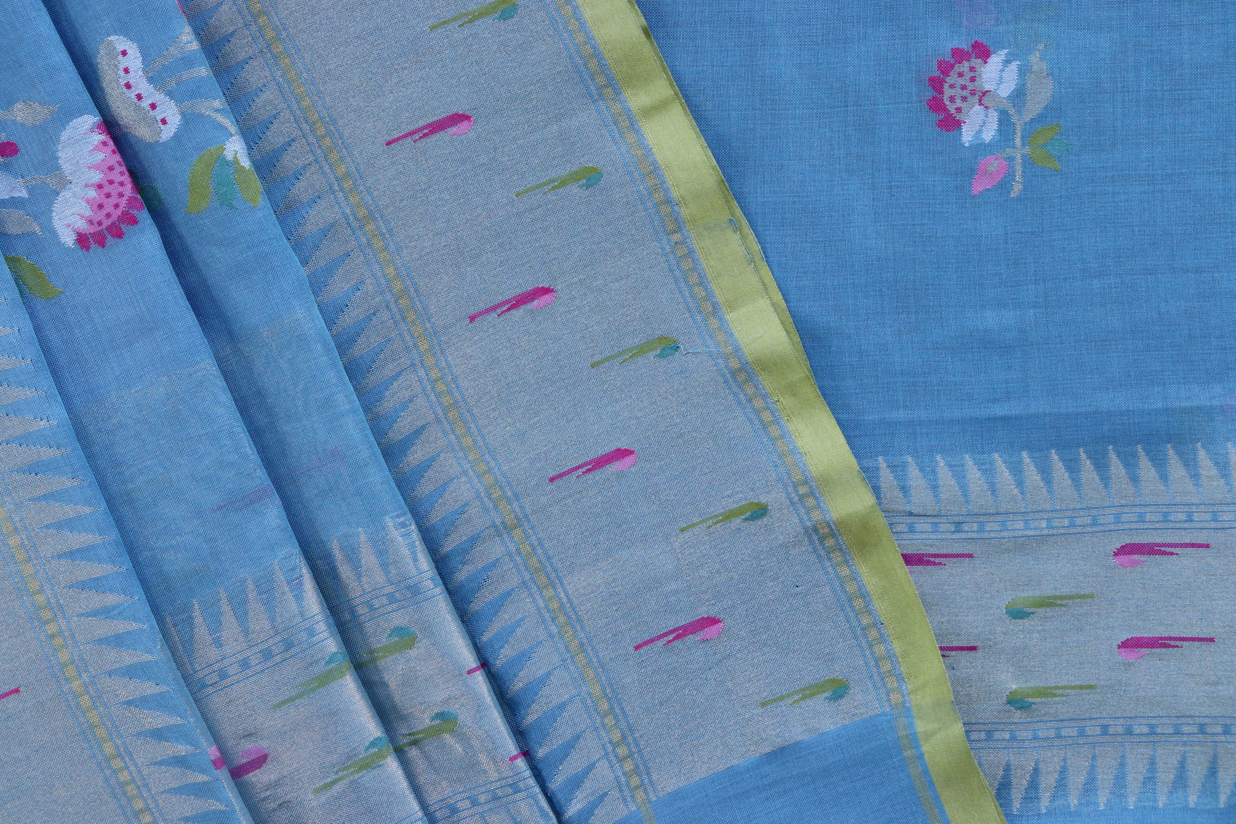 Blue Cotton Handloom Banarasi Suit Set