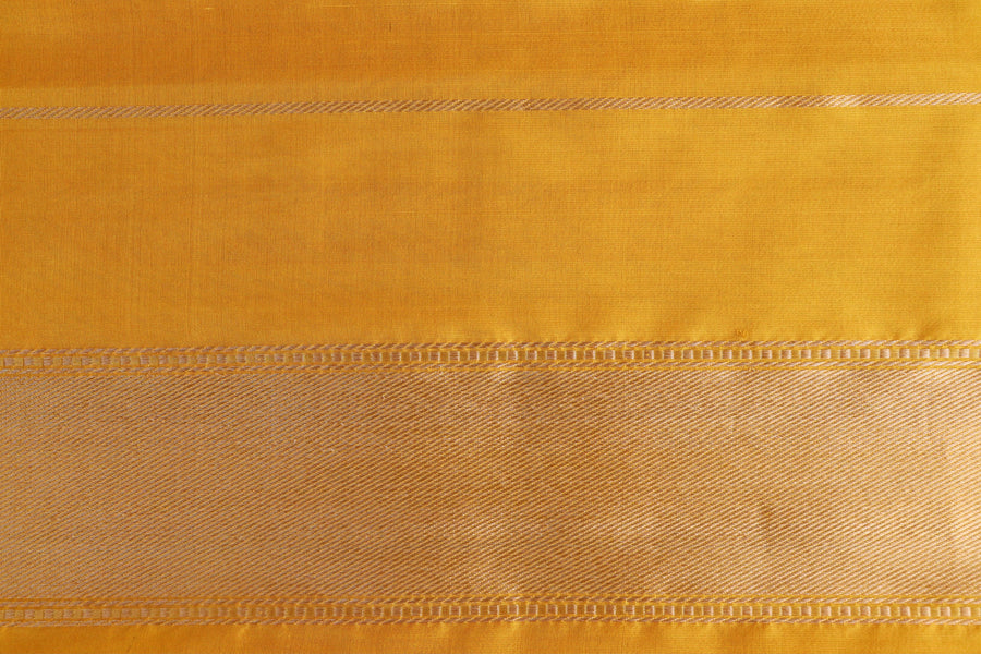 Yellow Floral Border Pure Silk Handloom Banarasi Saree