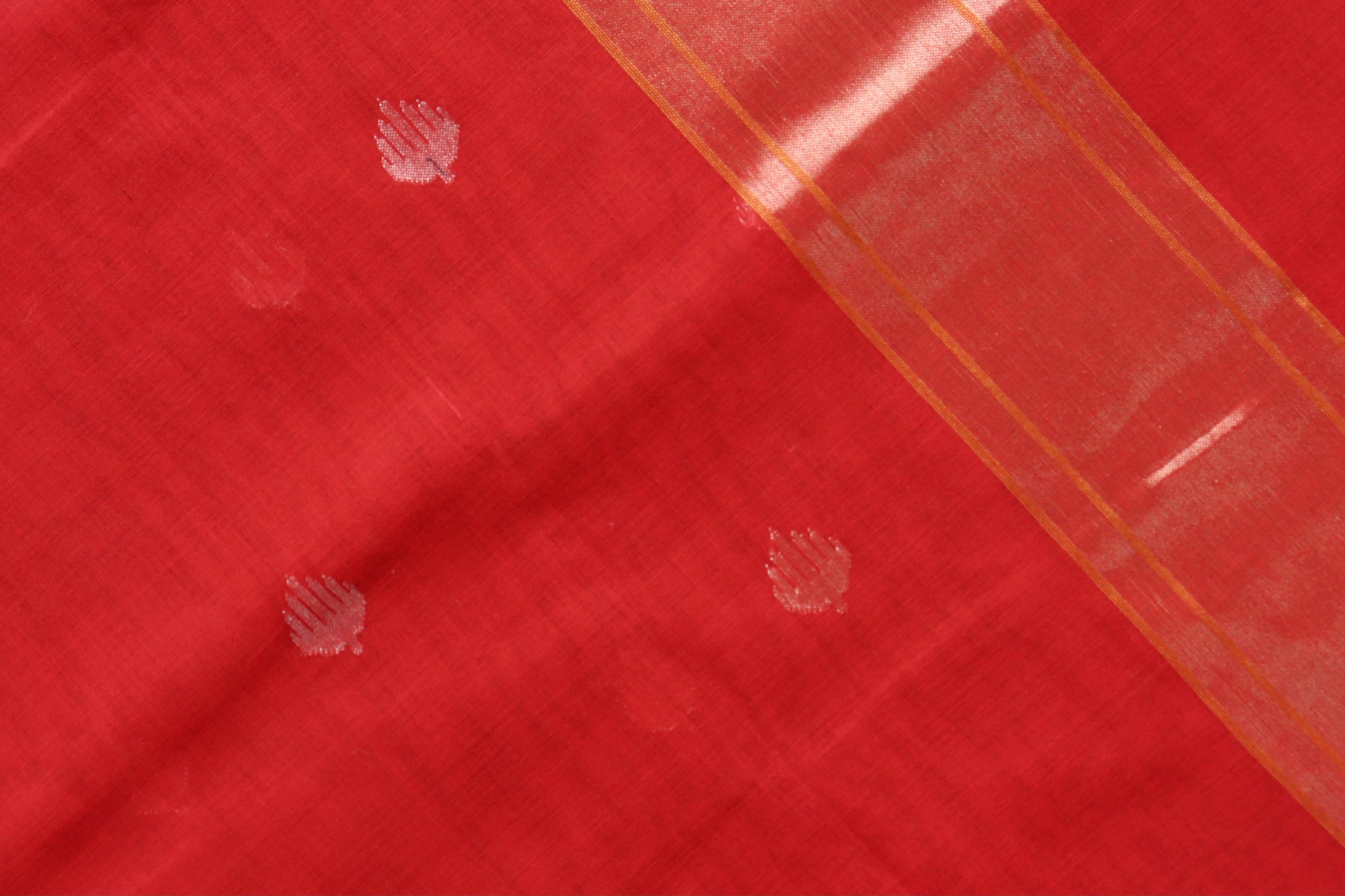 Red Cotton Banarasi Handloom Saree