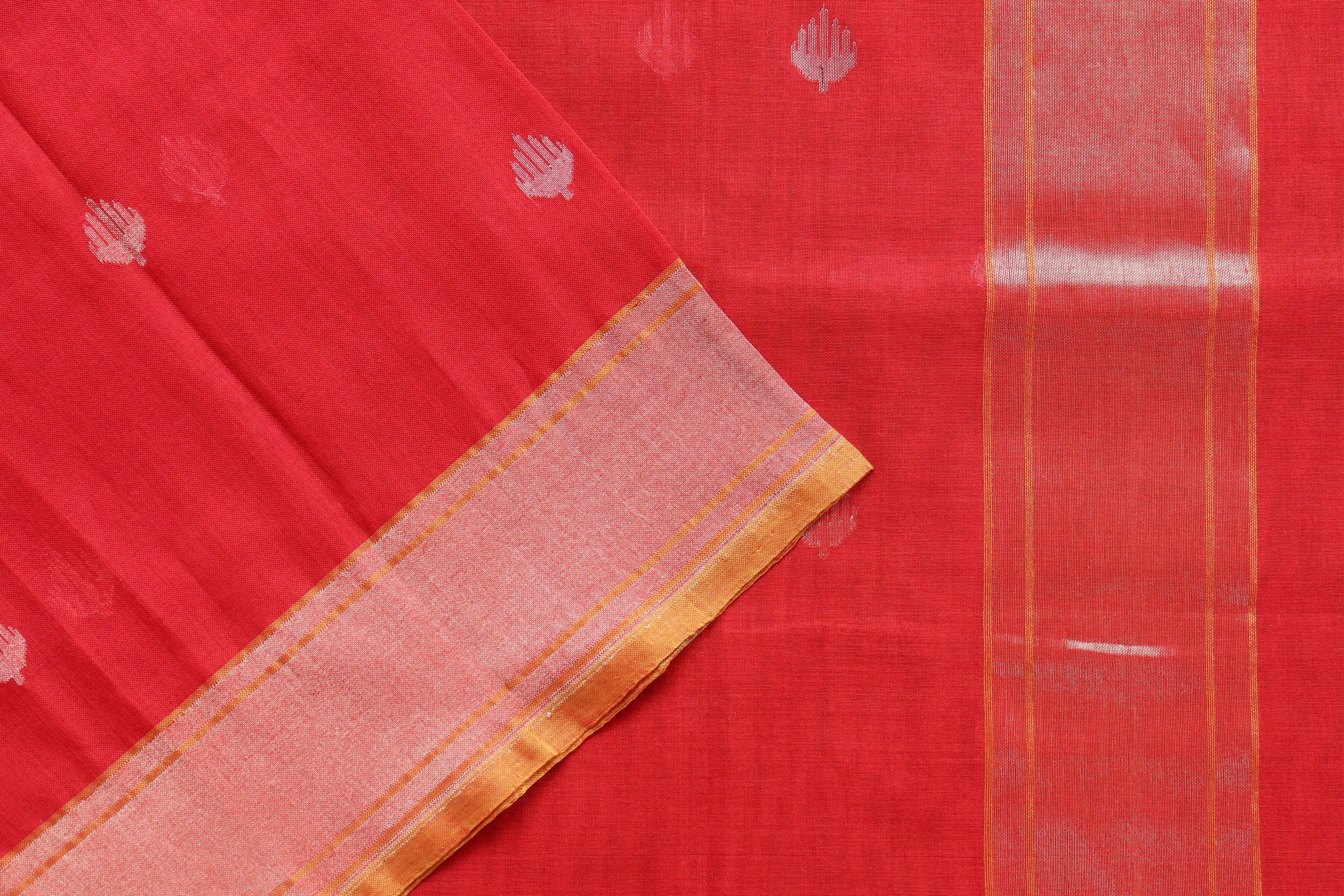 Red Cotton Banarasi Handloom Saree