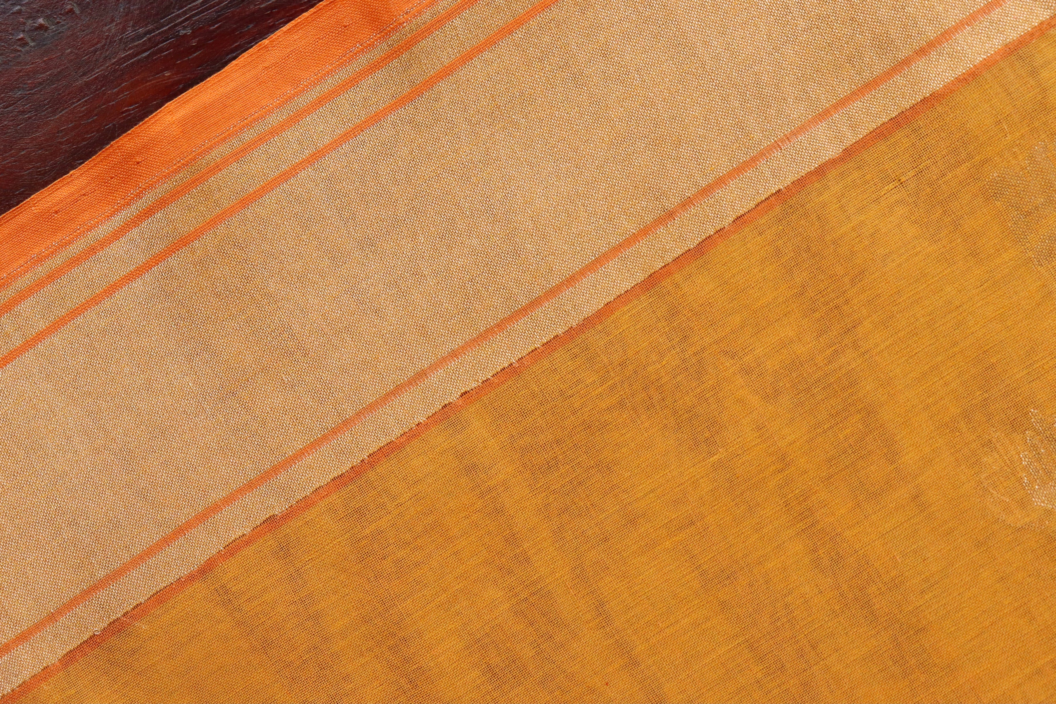 Sunset Yellow Cotton Banarasi Handloom Saree