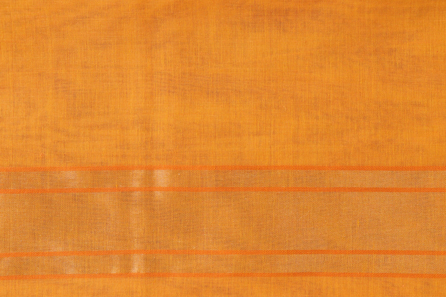 Sunset Yellow Cotton Banarasi Handloom Saree