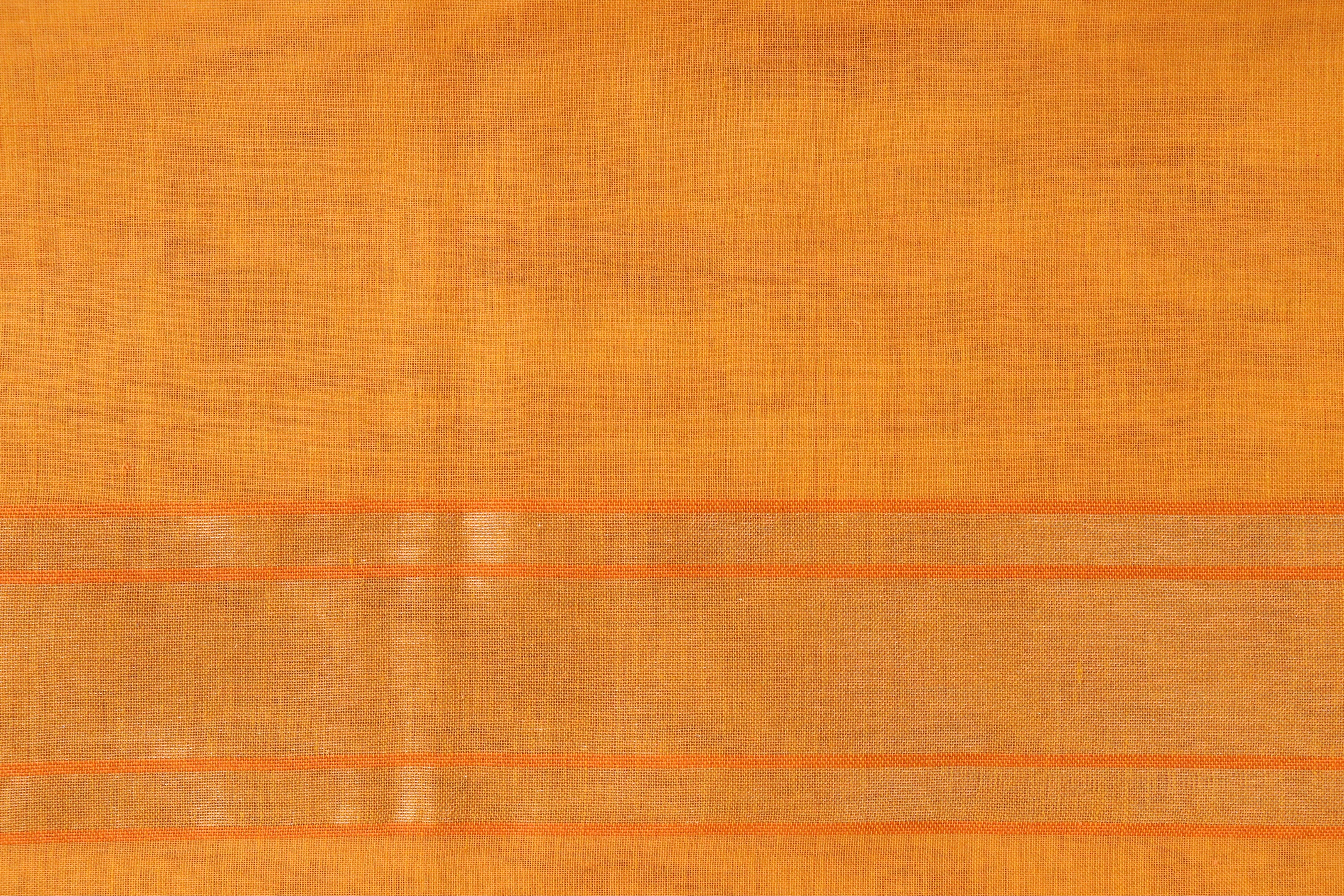 Sunset Yellow Cotton Banarasi Handloom Saree