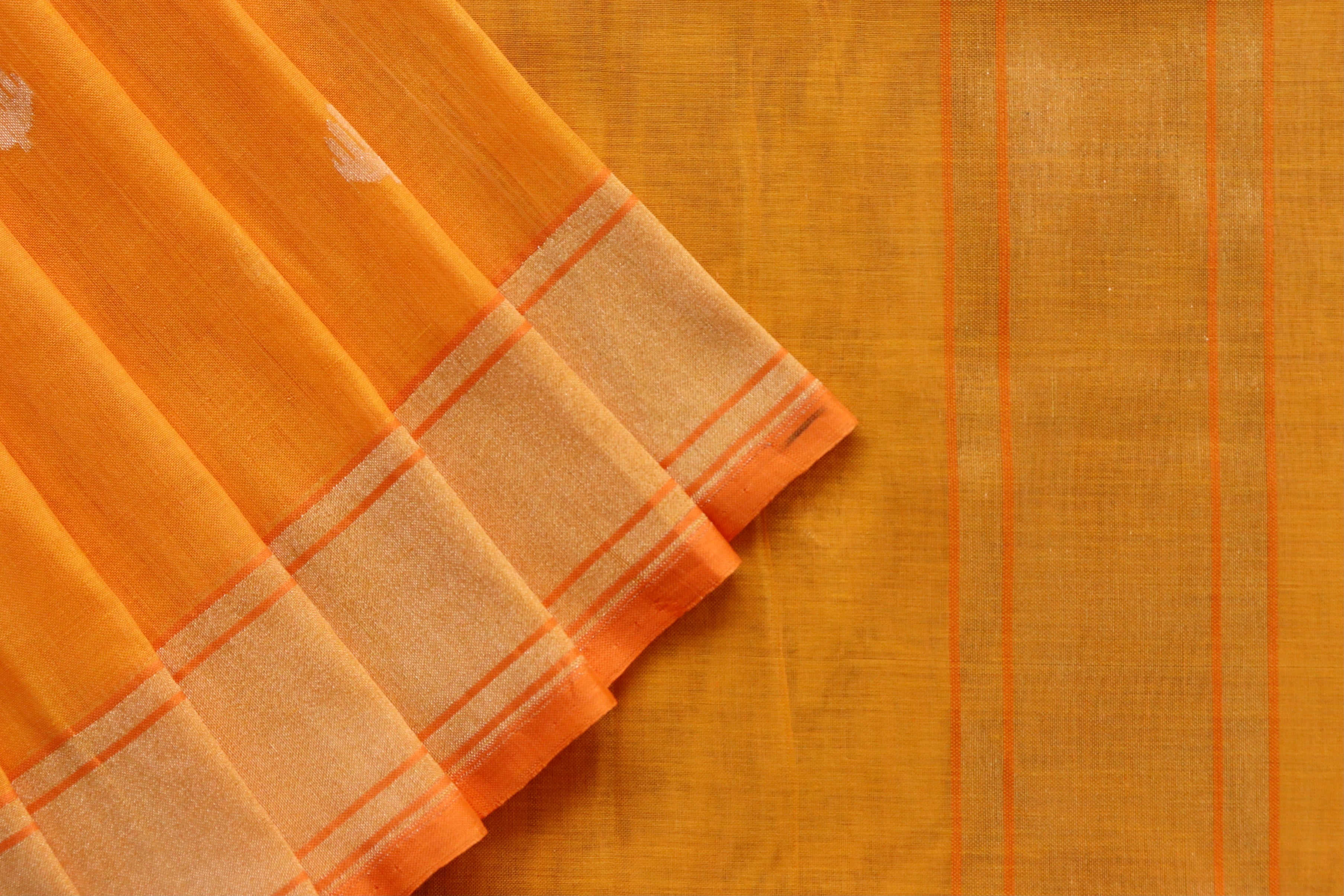 Sunset Yellow Cotton Banarasi Handloom Saree