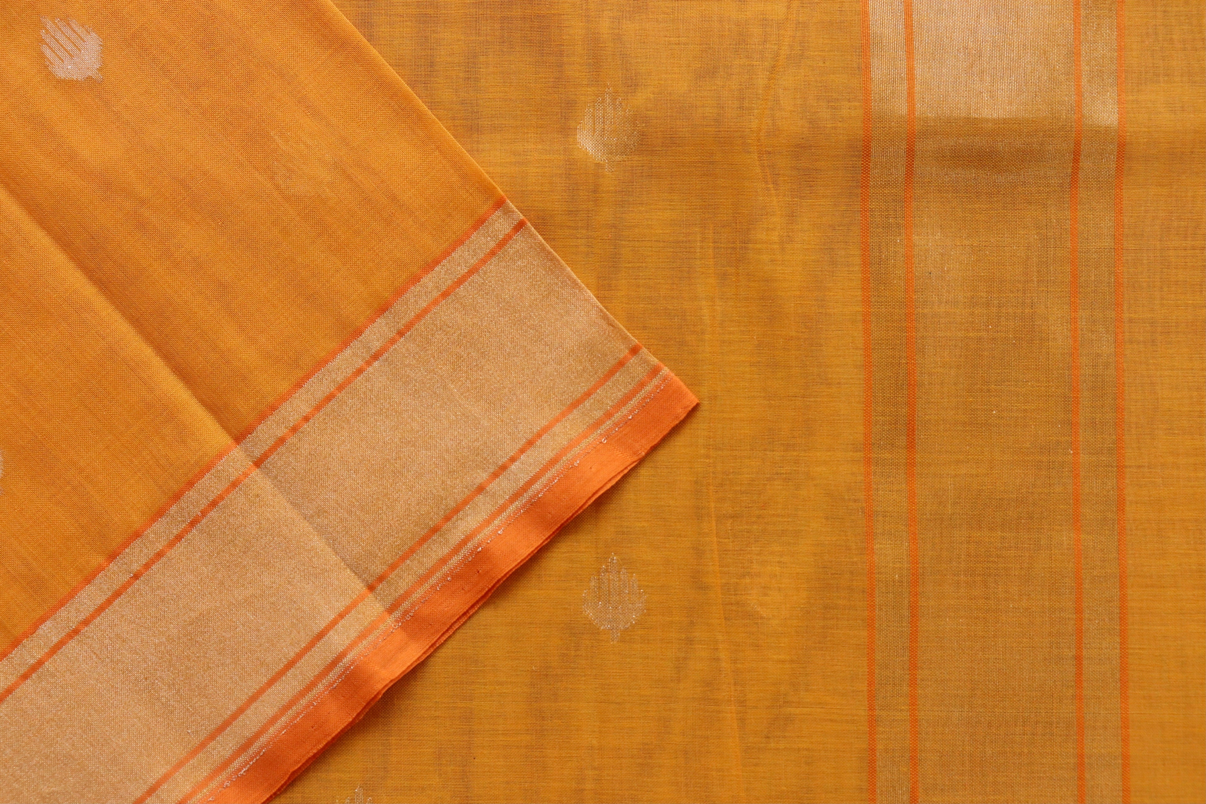 Sunset Yellow Cotton Banarasi Handloom Saree