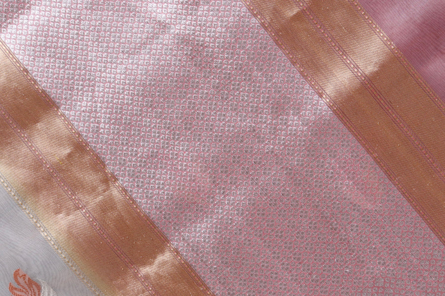 White Kadhua Organza Handloom Banarasi Saree