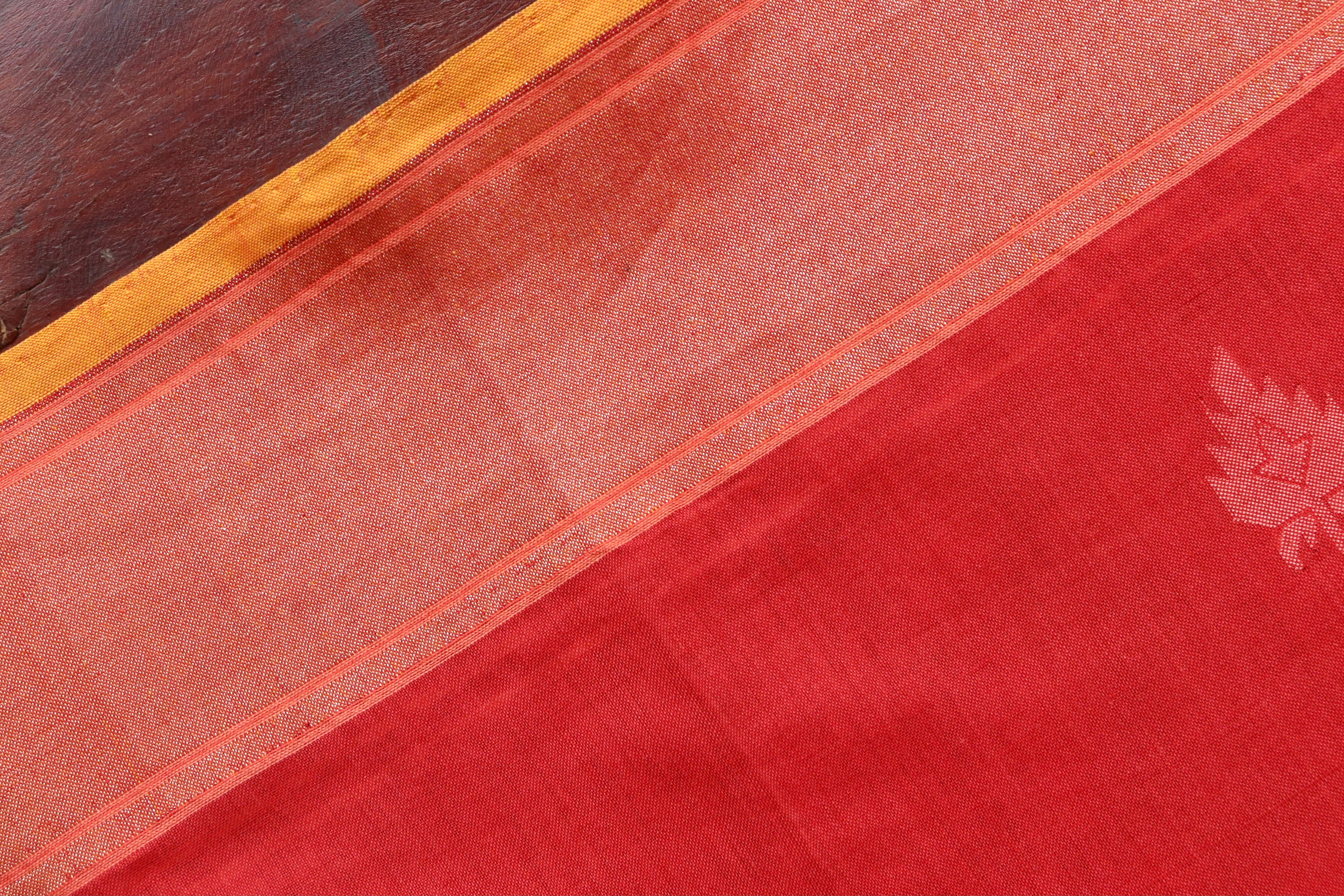 Red Cotton Banarasi Handloom Saree