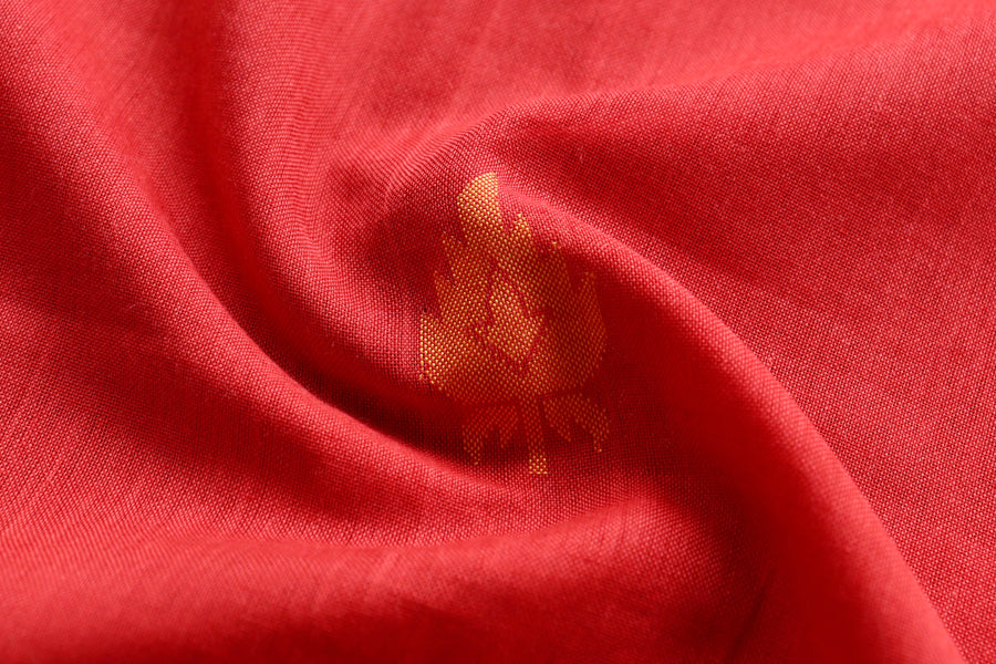 Red Cotton Banarasi Handloom Saree
