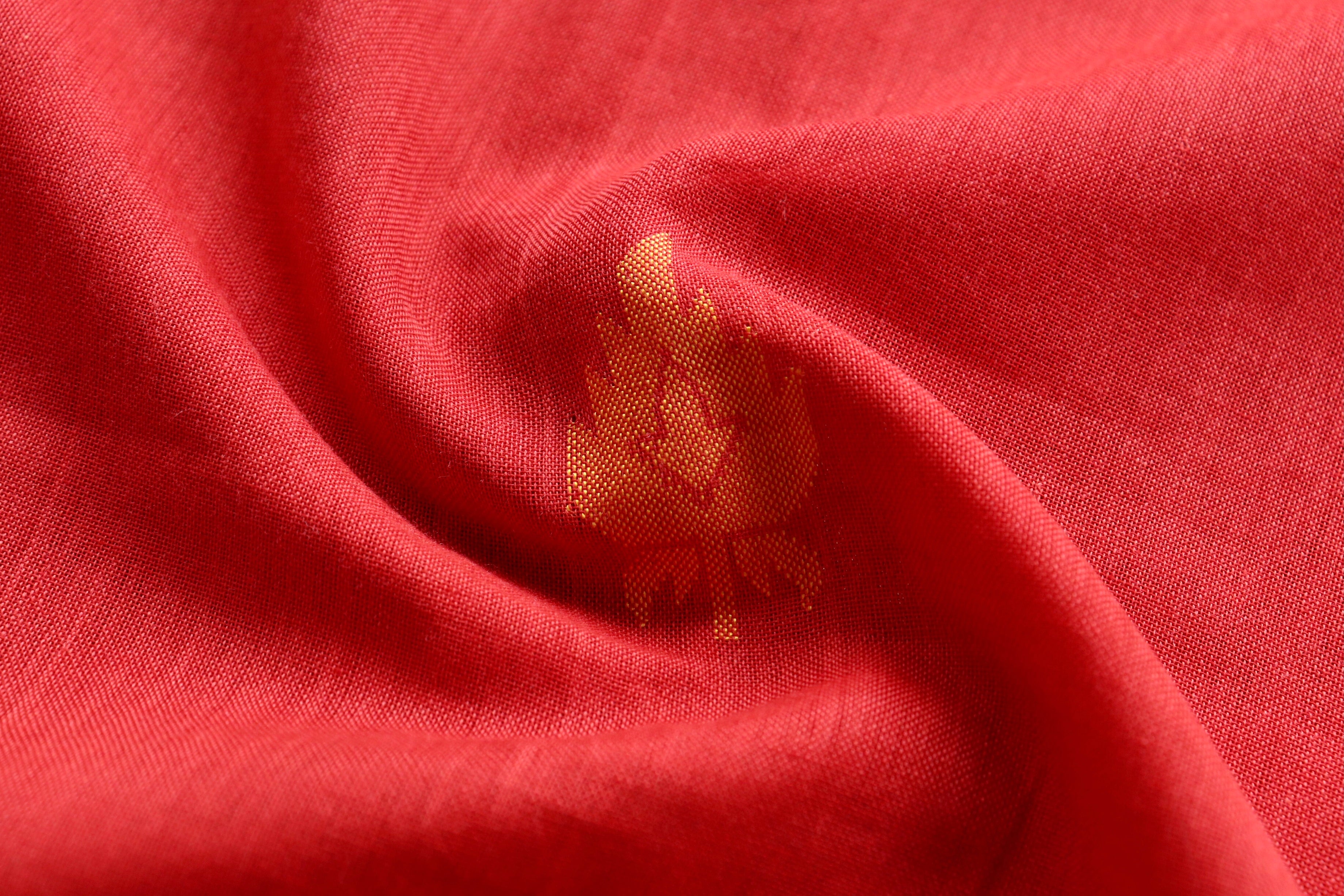 Red Cotton Banarasi Handloom Saree