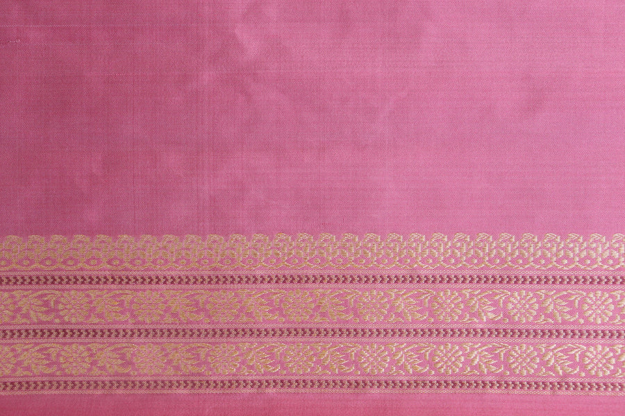 Rose Pink Peacock Motif Pure Silk Banarasi Saree | Stuti Weaves