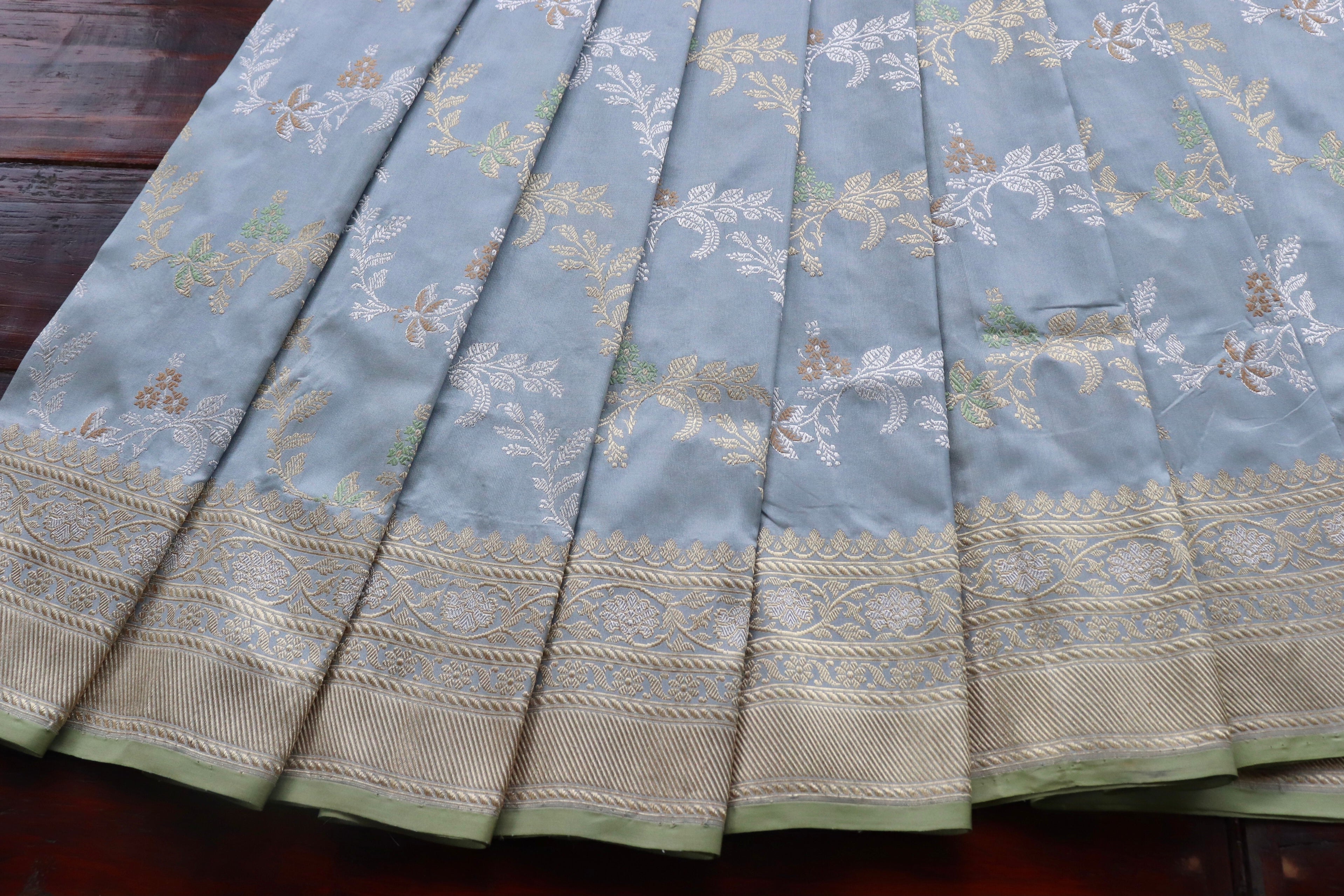 Grey Kadhua Phool Jangla Katan Silk Saree