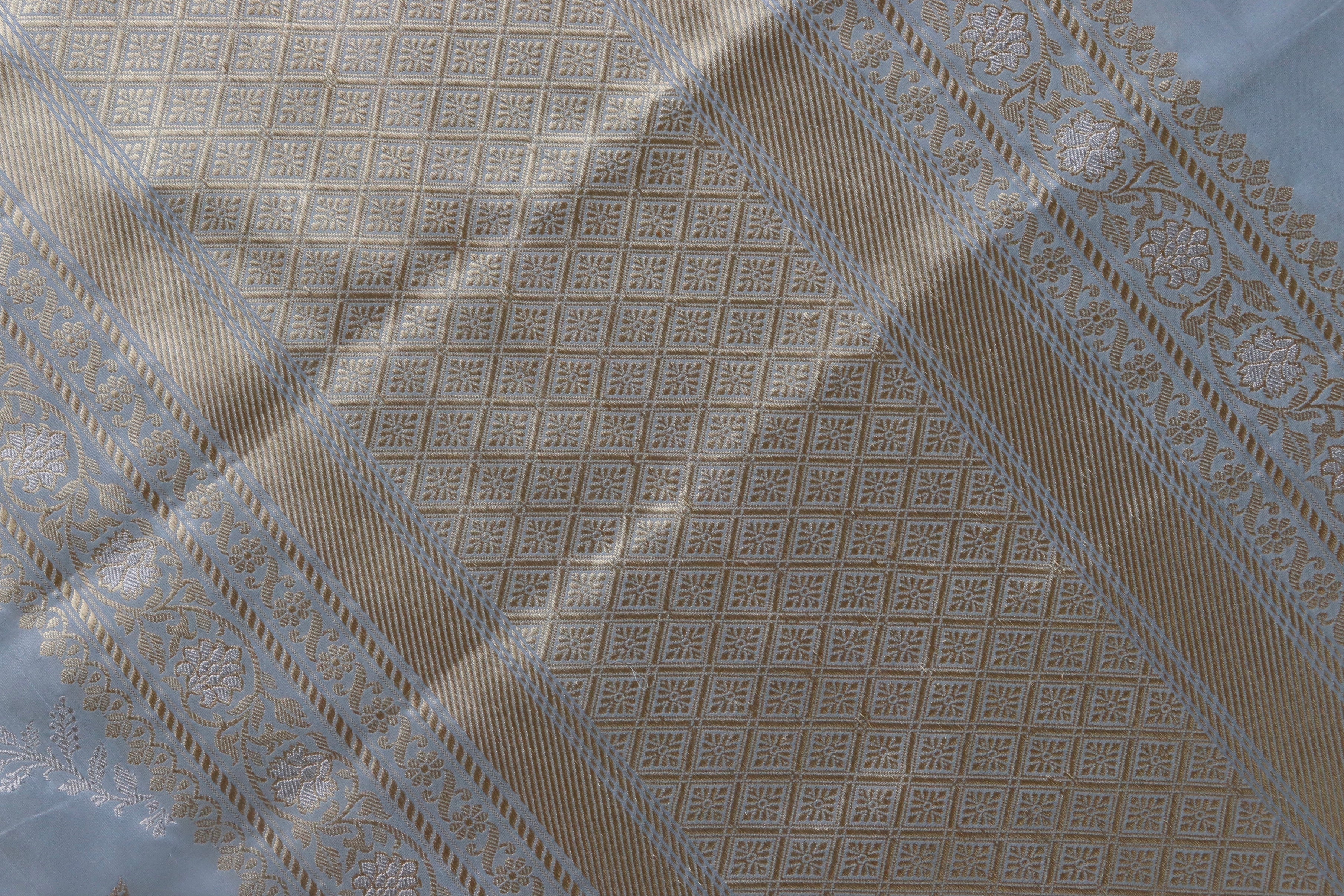 Grey Kadhua Phool Jangla Katan Silk Saree