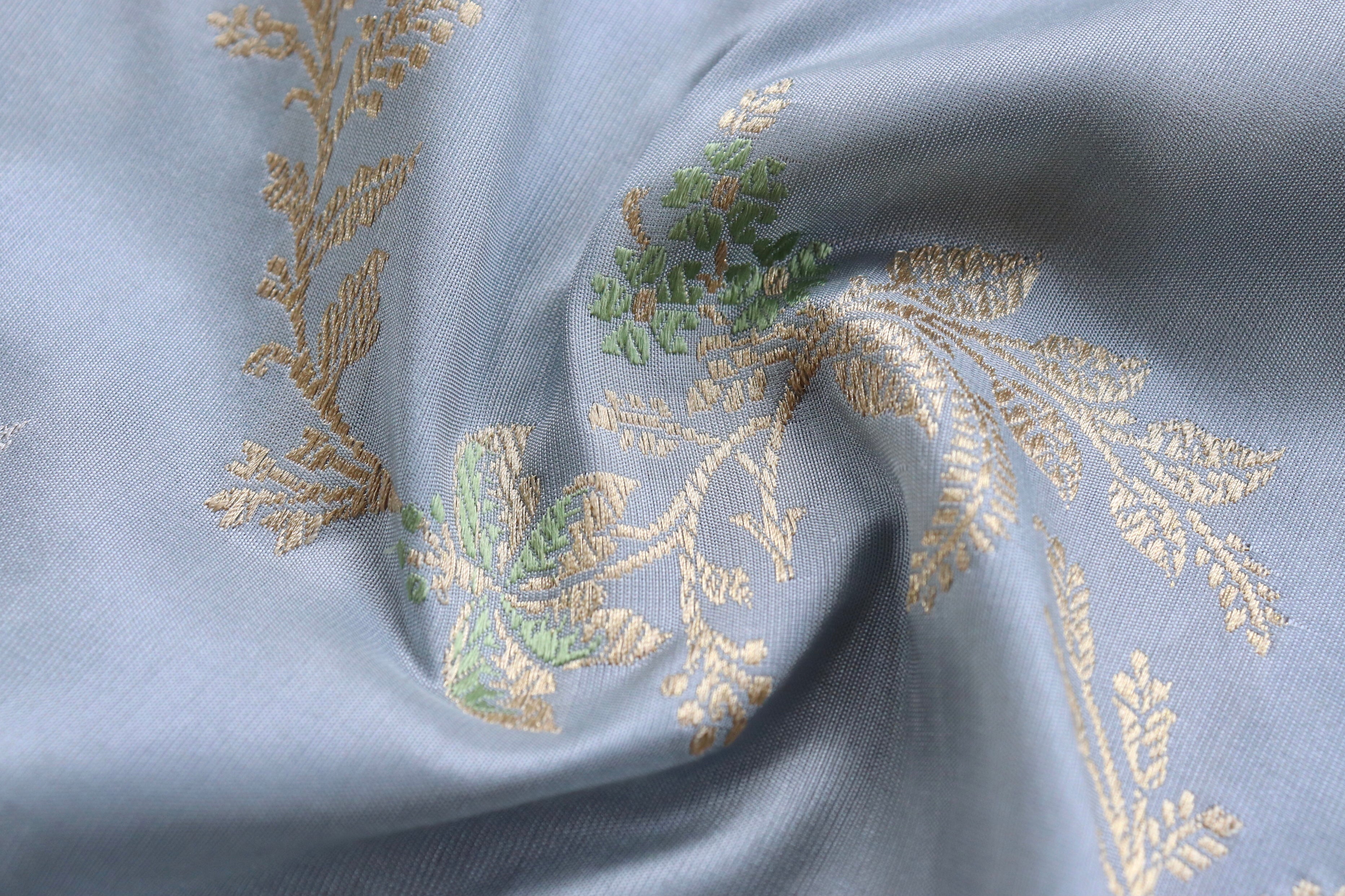 Grey Kadhua Phool Jangla Katan Silk Saree