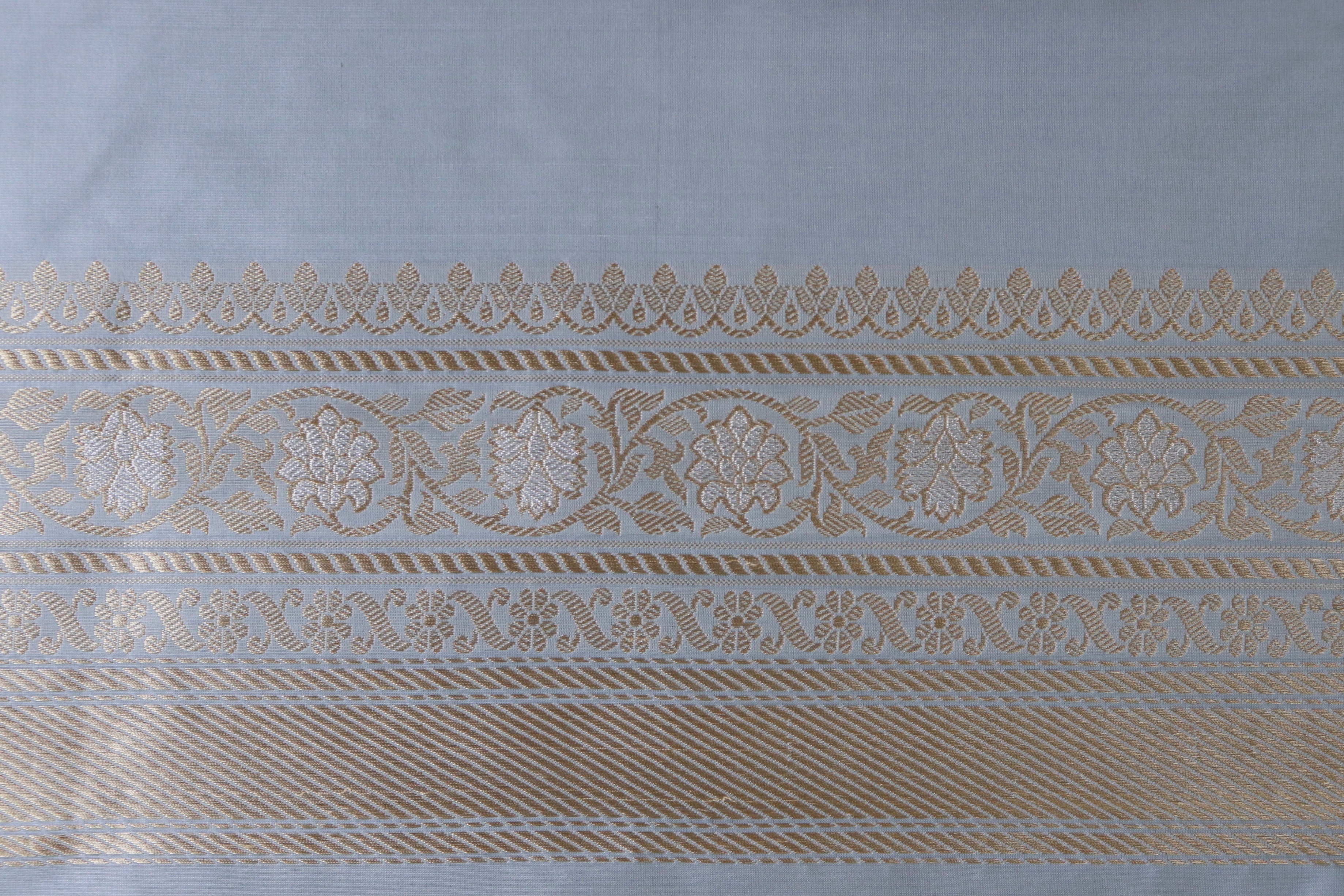 Grey Kadhua Phool Jangla Katan Silk Saree