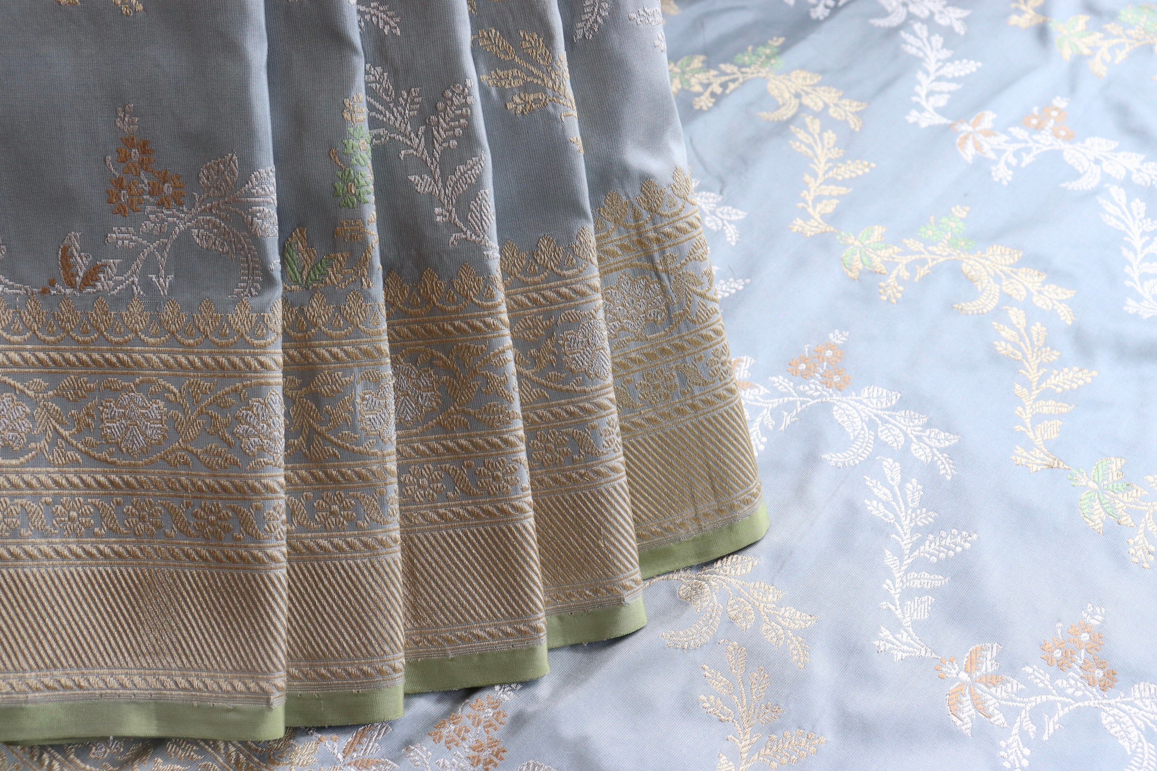 Grey Kadhua Phool Jangla Katan Silk Saree