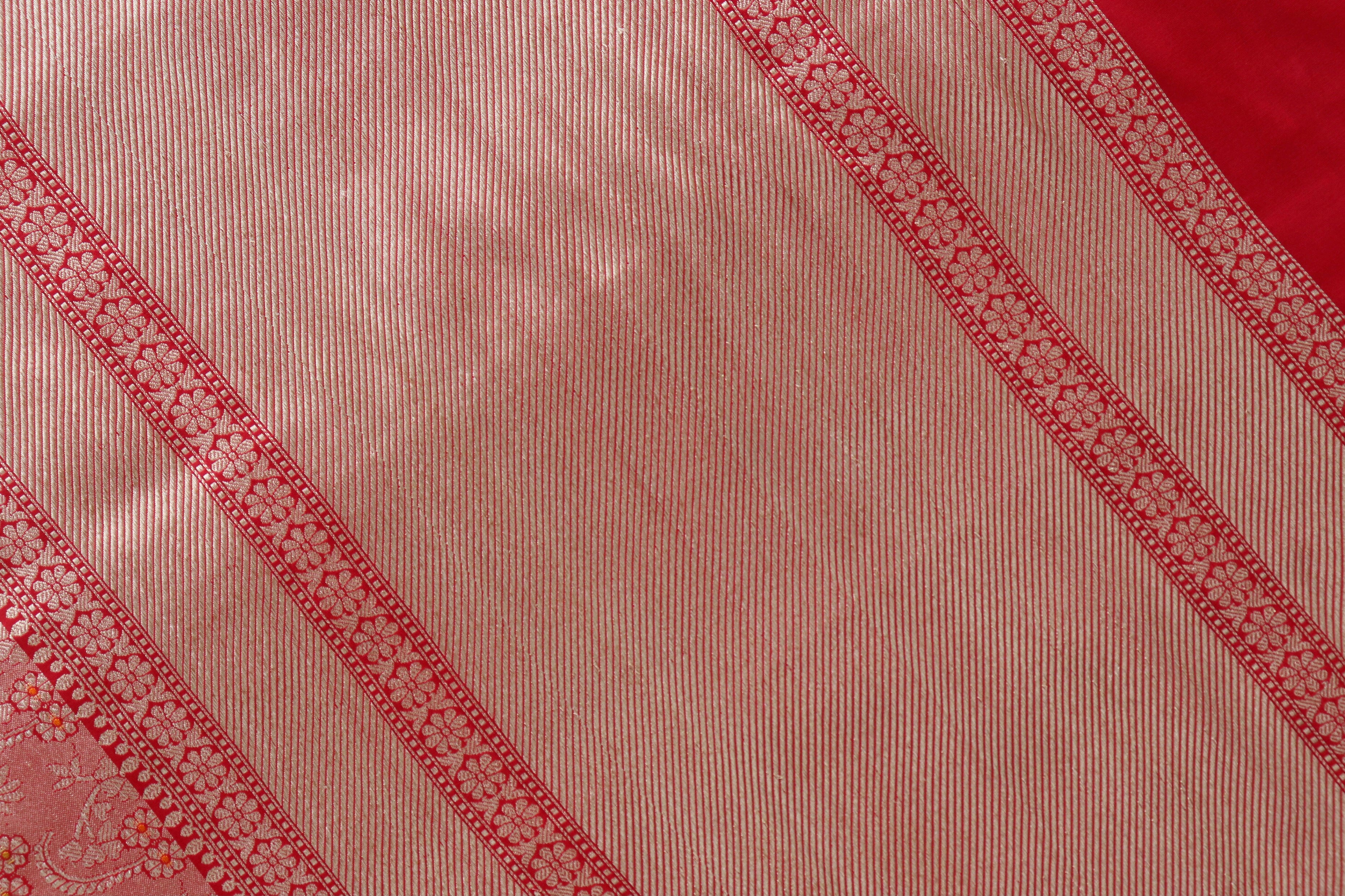 Red Meenadar Tanchoi Pure Silk Handloom Banarasi Saree