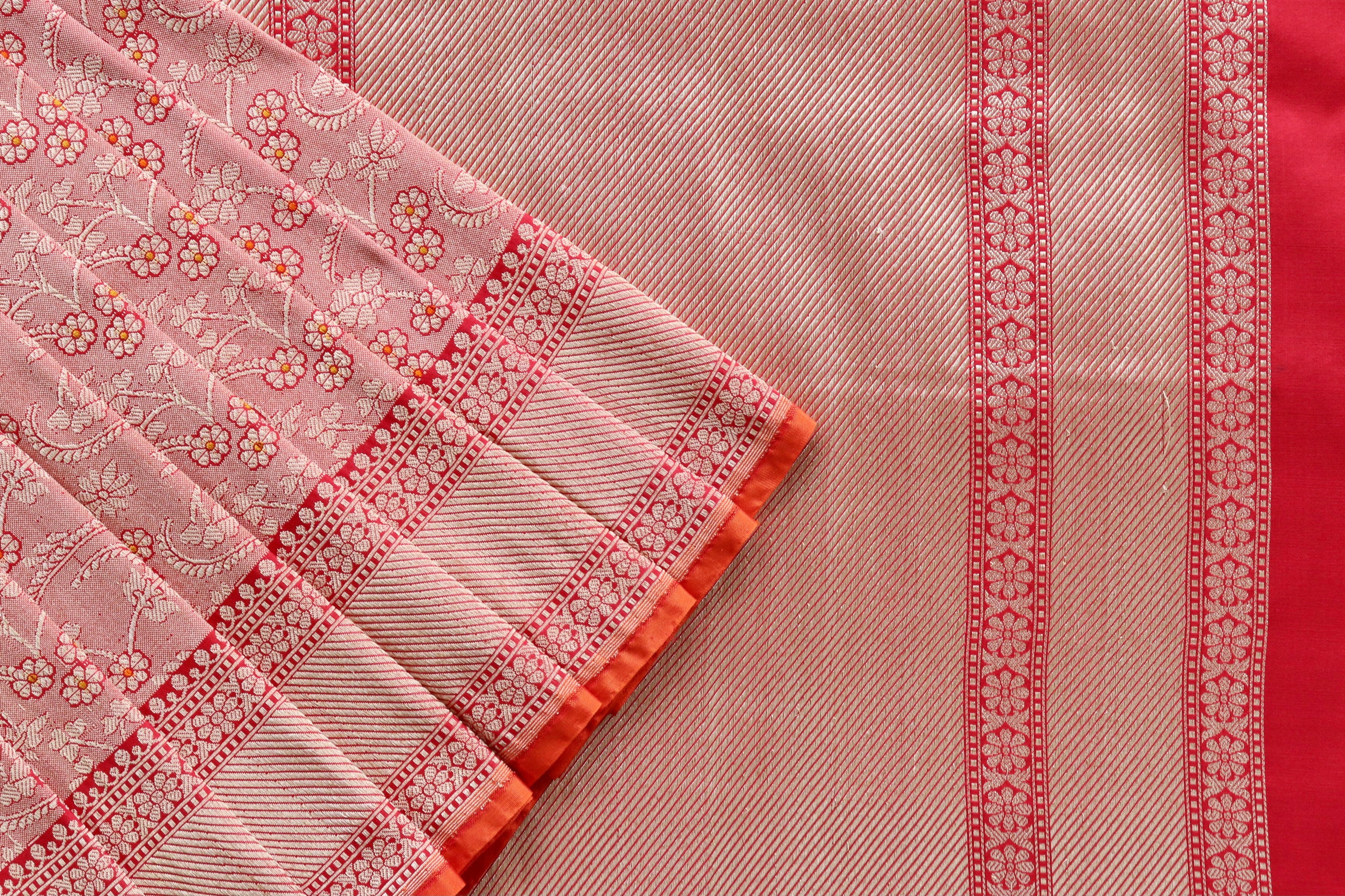 Red Meenadar Tanchoi Pure Silk Handloom Banarasi Saree