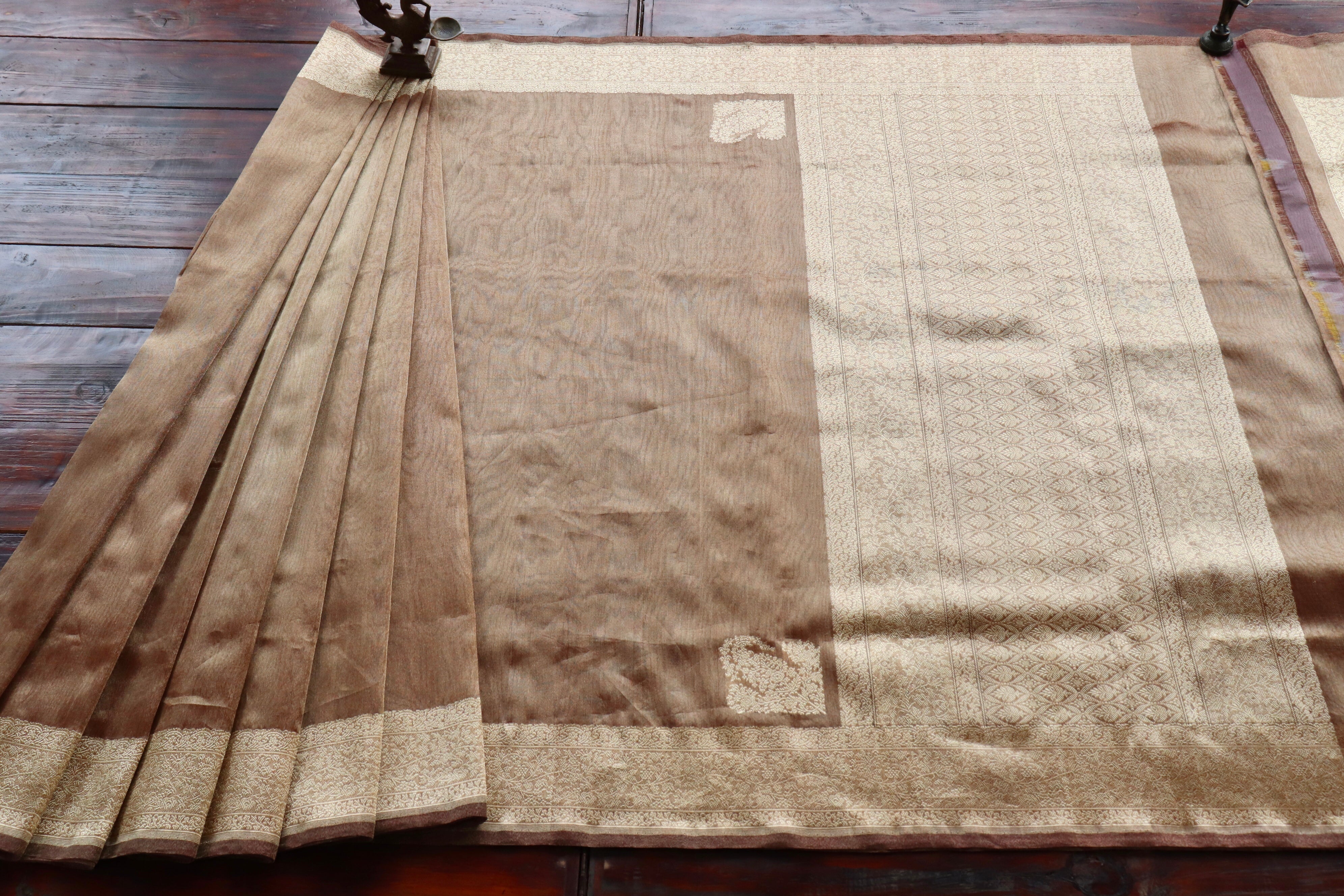 Bronze Kuniya Organza Silk By Cotton Handloom Saree