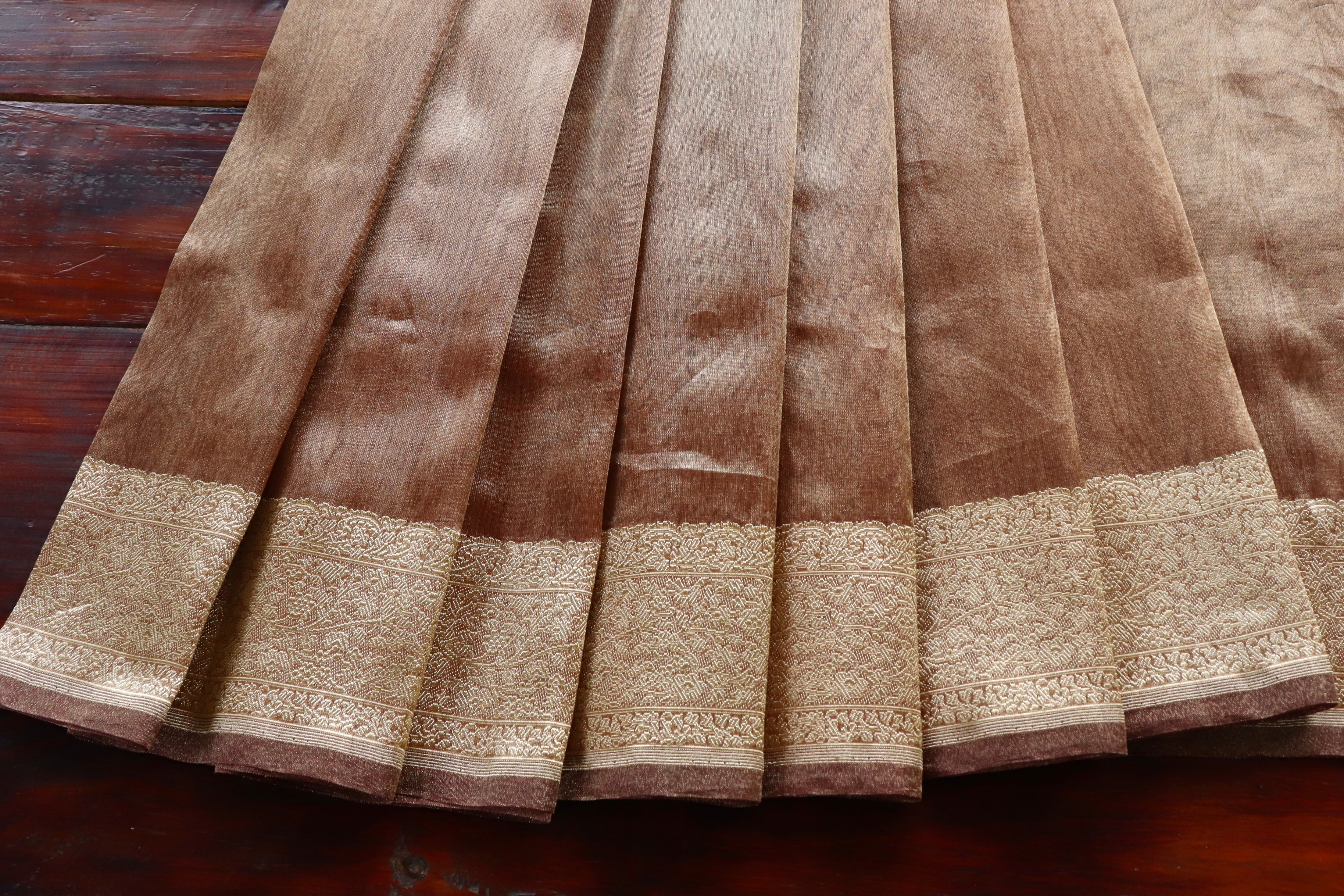 Bronze Kuniya Organza Silk By Cotton Handloom Saree