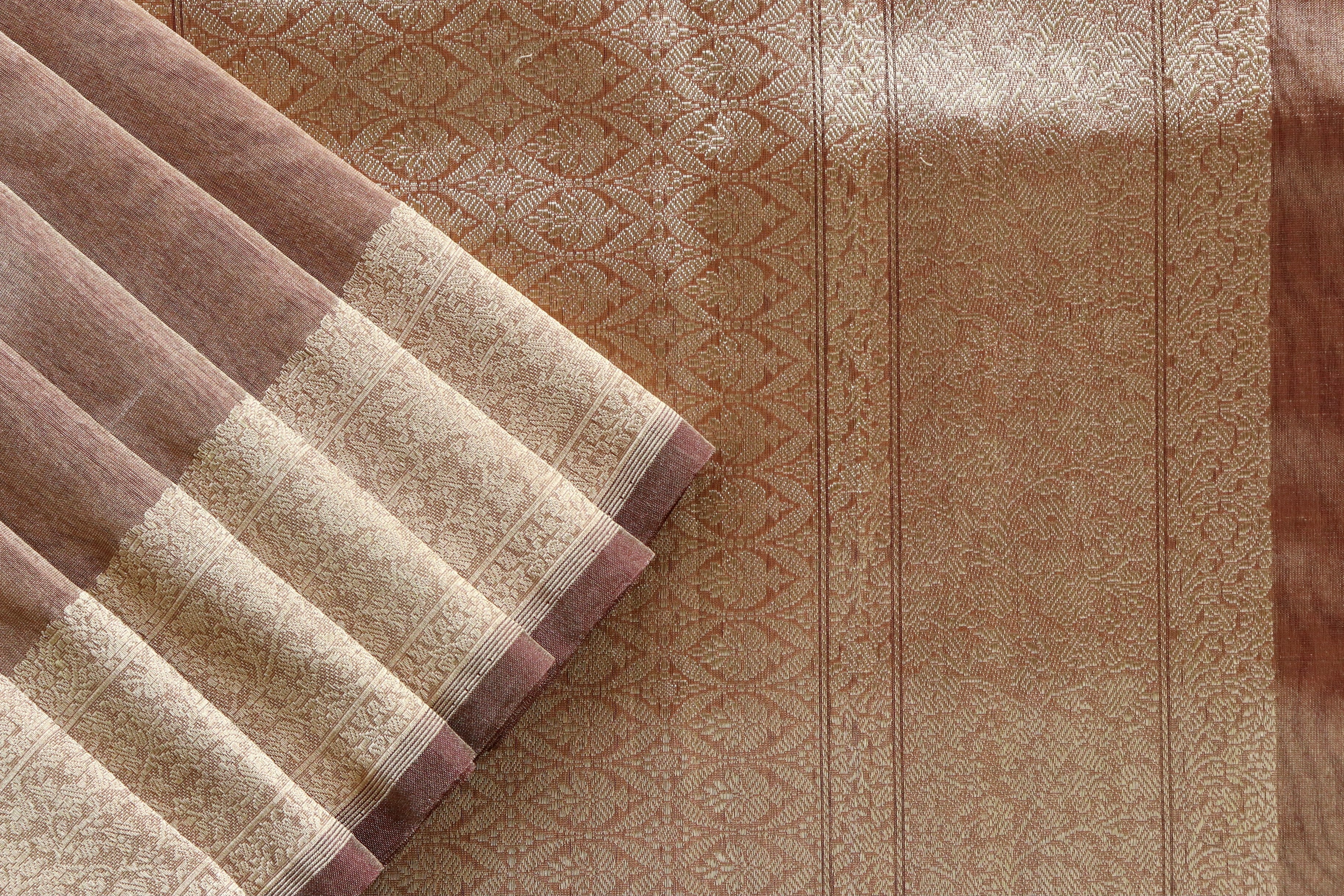 Bronze Kuniya Organza Silk By Cotton Handloom Saree