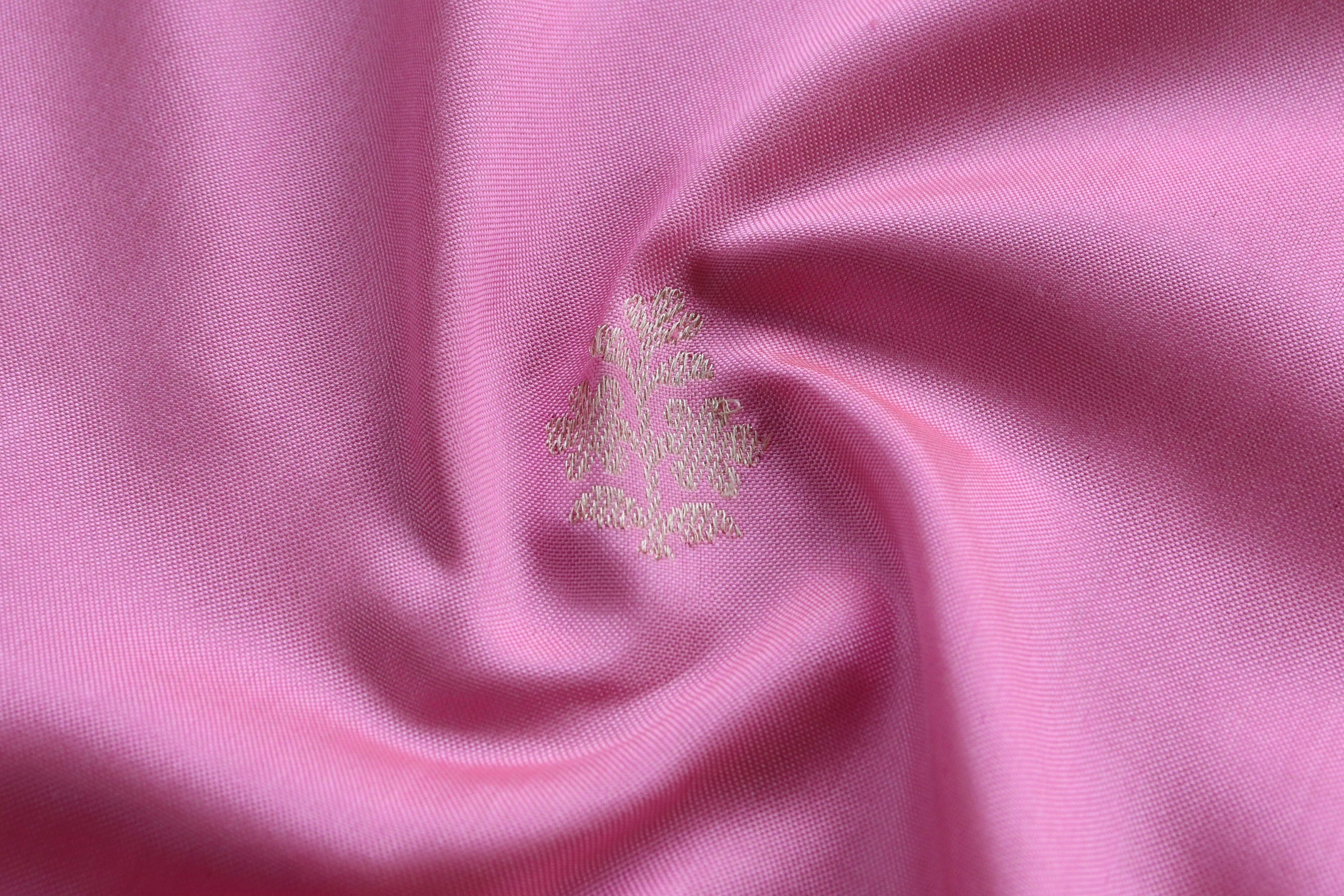 Pink Leaf Motif Handloom Banarasi Silk Saree