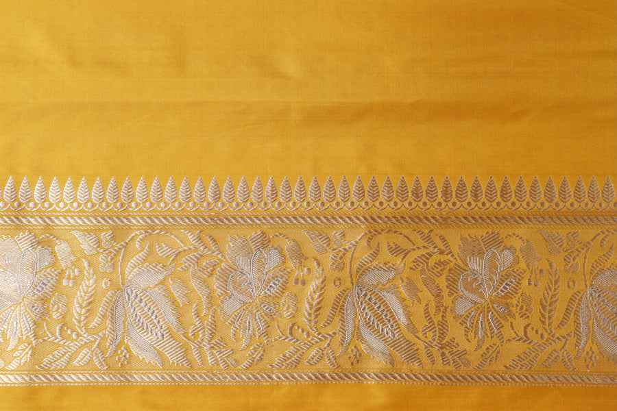 Yellow Chinar Jangla Pure Silk Handloom Banarasi Saree