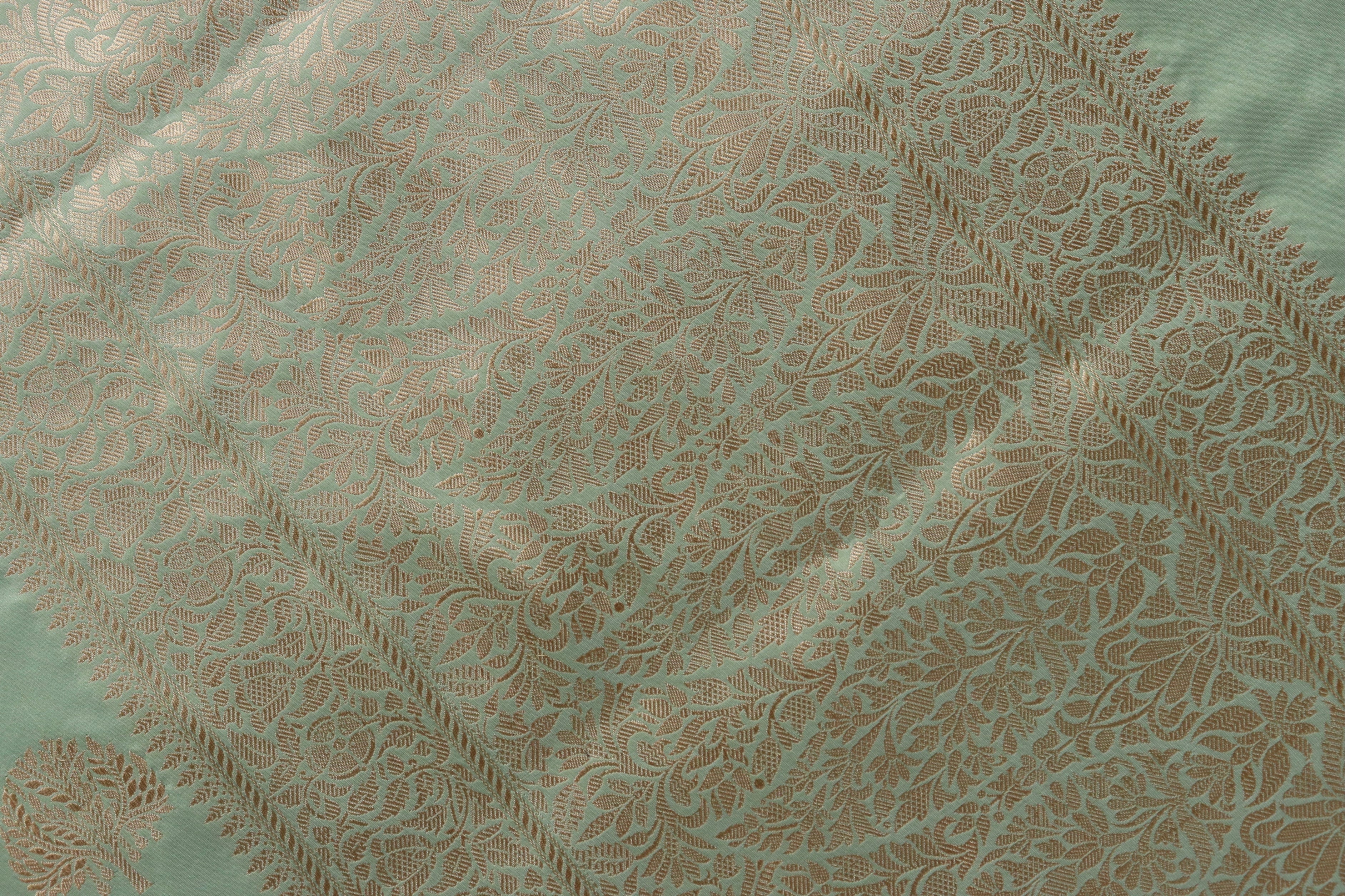 Lime Green Kadhua Motif Pure Silk Handloom Banarasi Saree