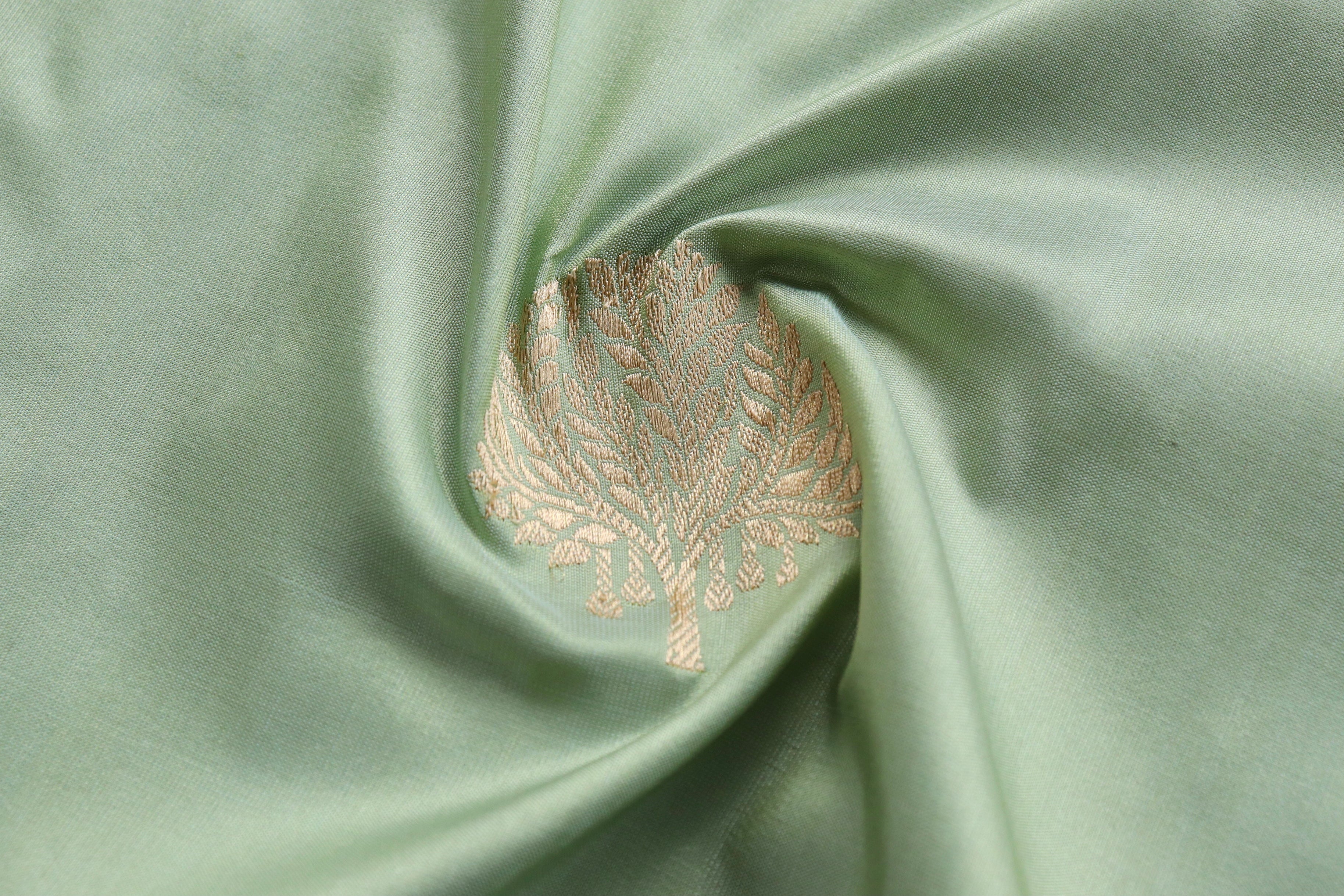 Lime Green Kadhua Motif Pure Silk Handloom Banarasi Saree