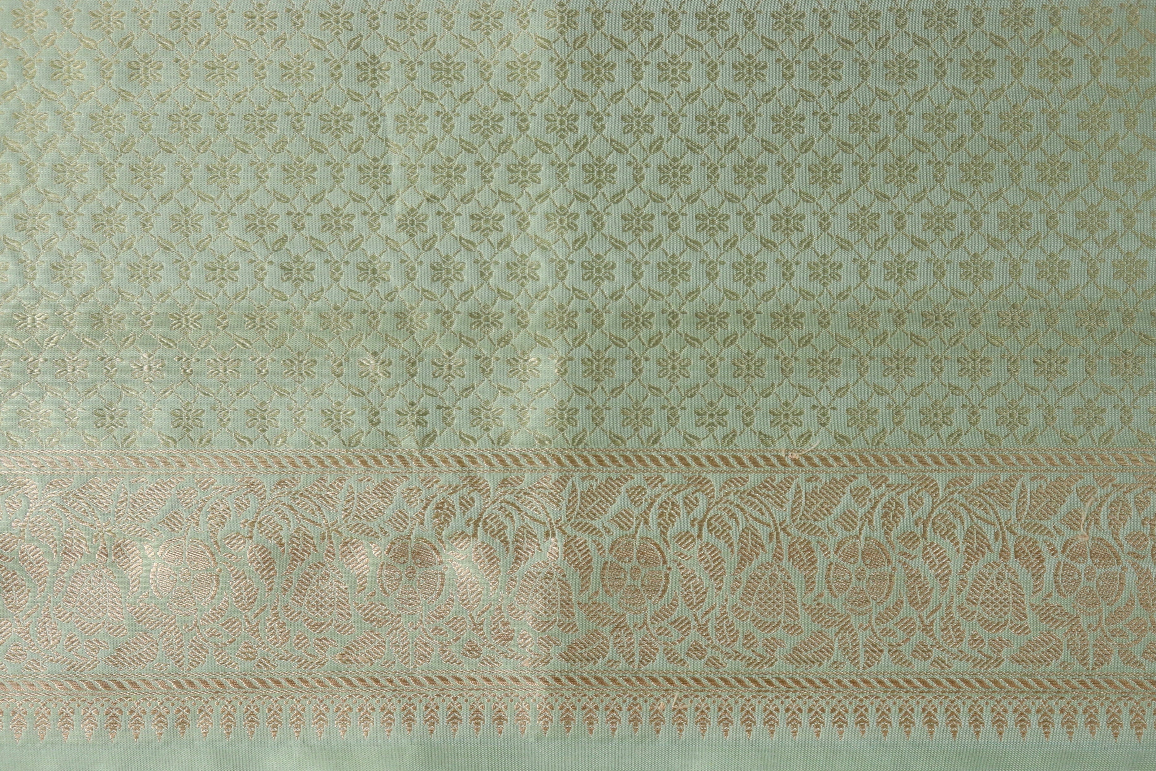 Lime Green Kadhua Motif Pure Silk Handloom Banarasi Saree