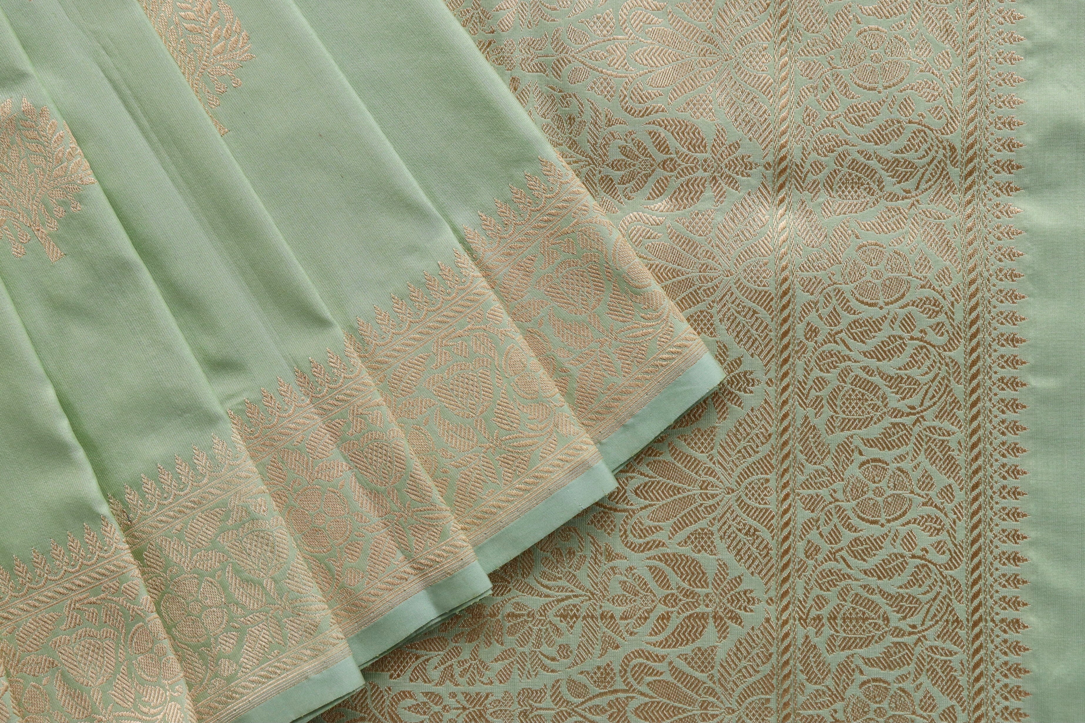 Lime Green Kadhua Motif Pure Silk Handloom Banarasi Saree