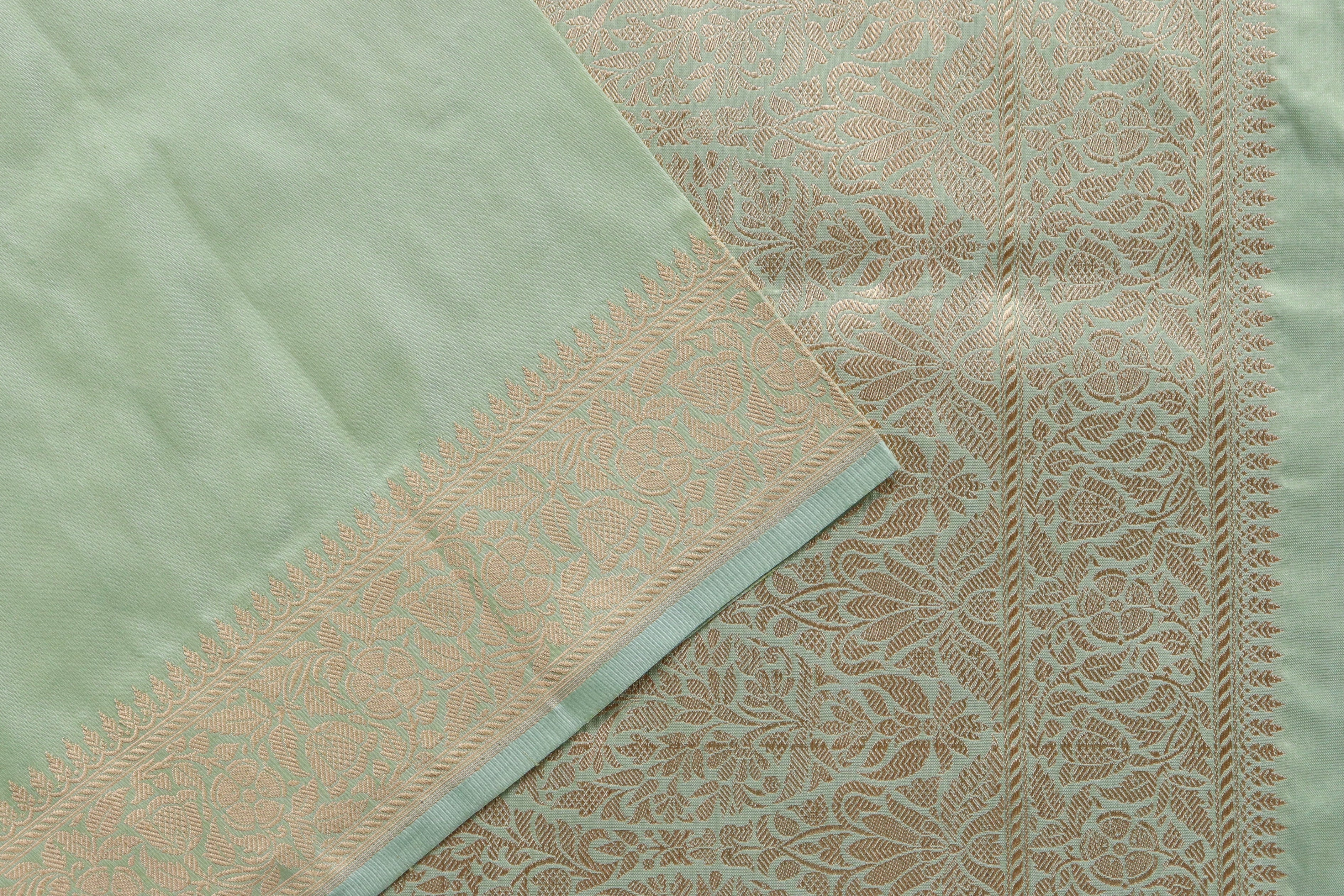 Lime Green Kadhua Motif Pure Silk Handloom Banarasi Saree