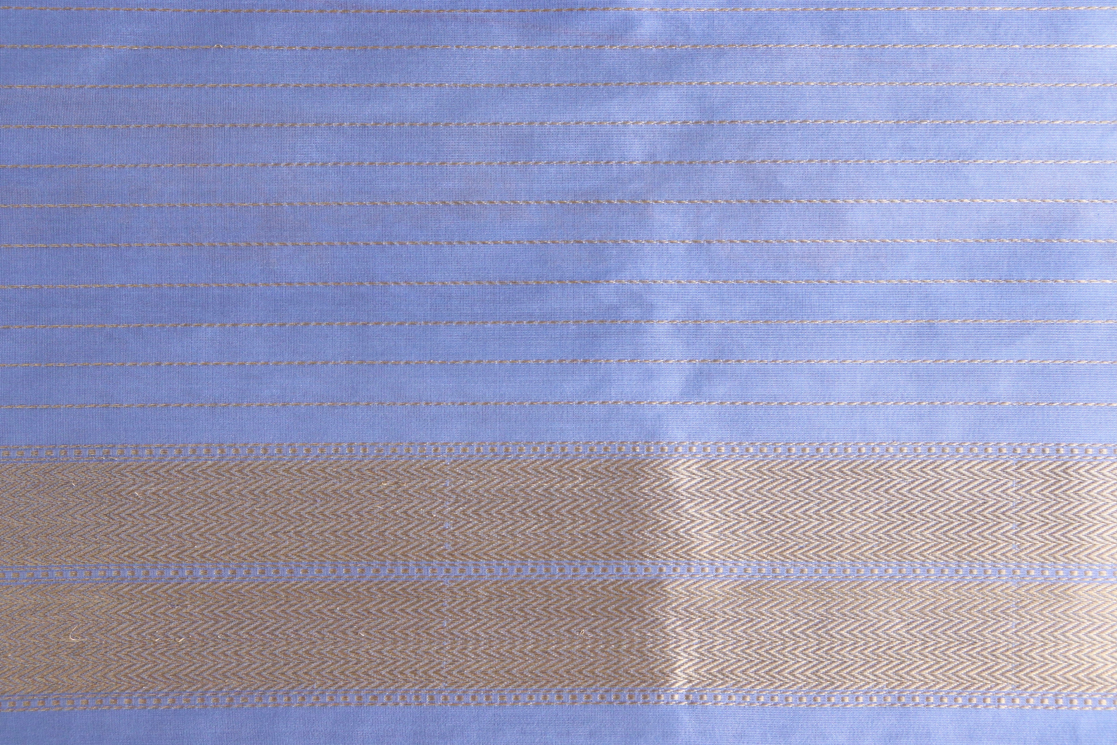 Powder Blue Chinar Jangla Pure Silk Handloom Banarasi Saree