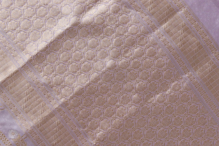 Lilac Meenadar Pure Silk Handloom Banarasi Jangla Saree