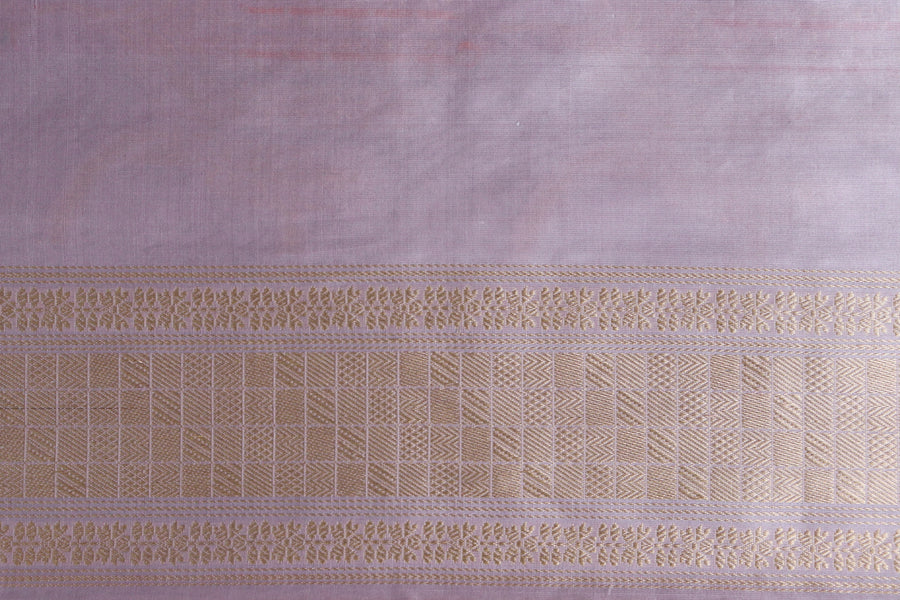 Lilac Meenadar Pure Silk Handloom Banarasi Jangla Saree