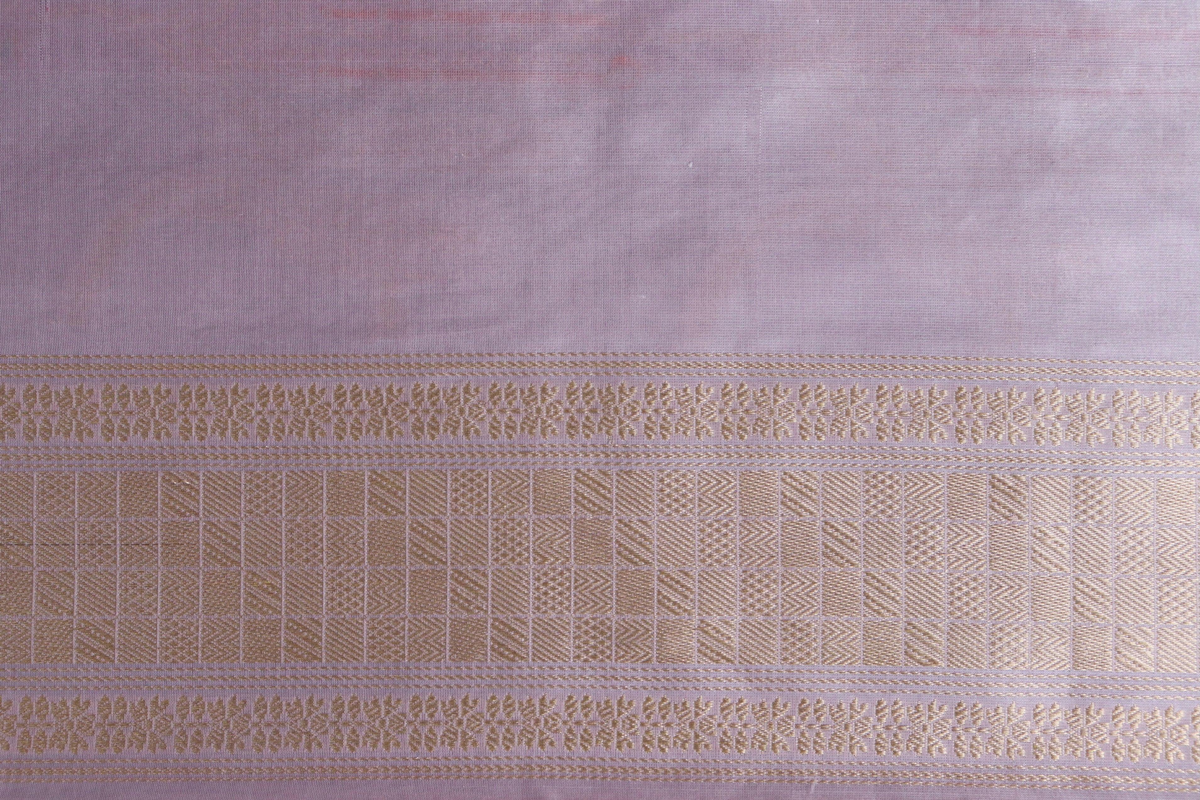 Lilac Meenadar Pure Silk Handloom Banarasi Jangla Saree