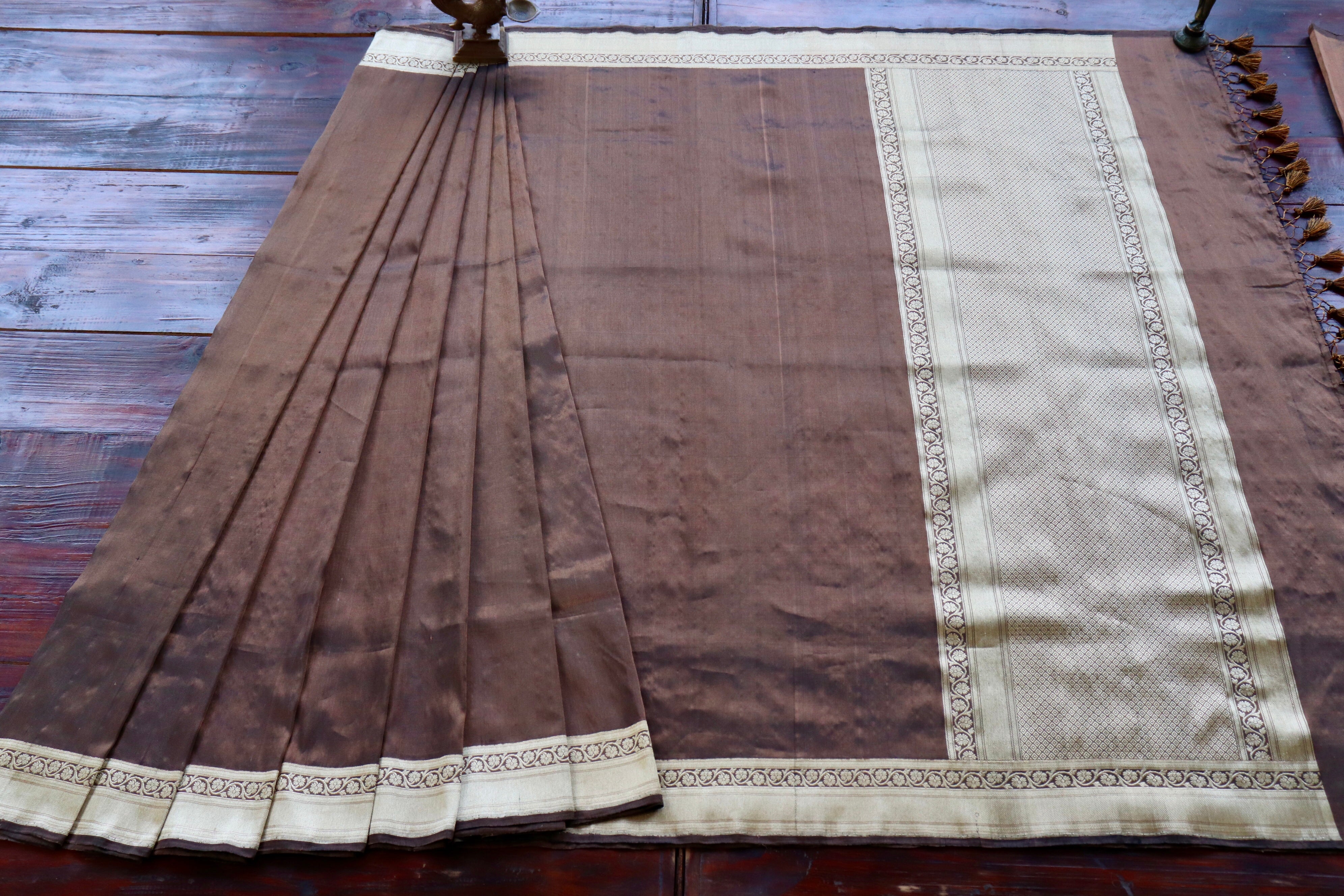 Brown Tissue Banarasi Silk Handloom Saree