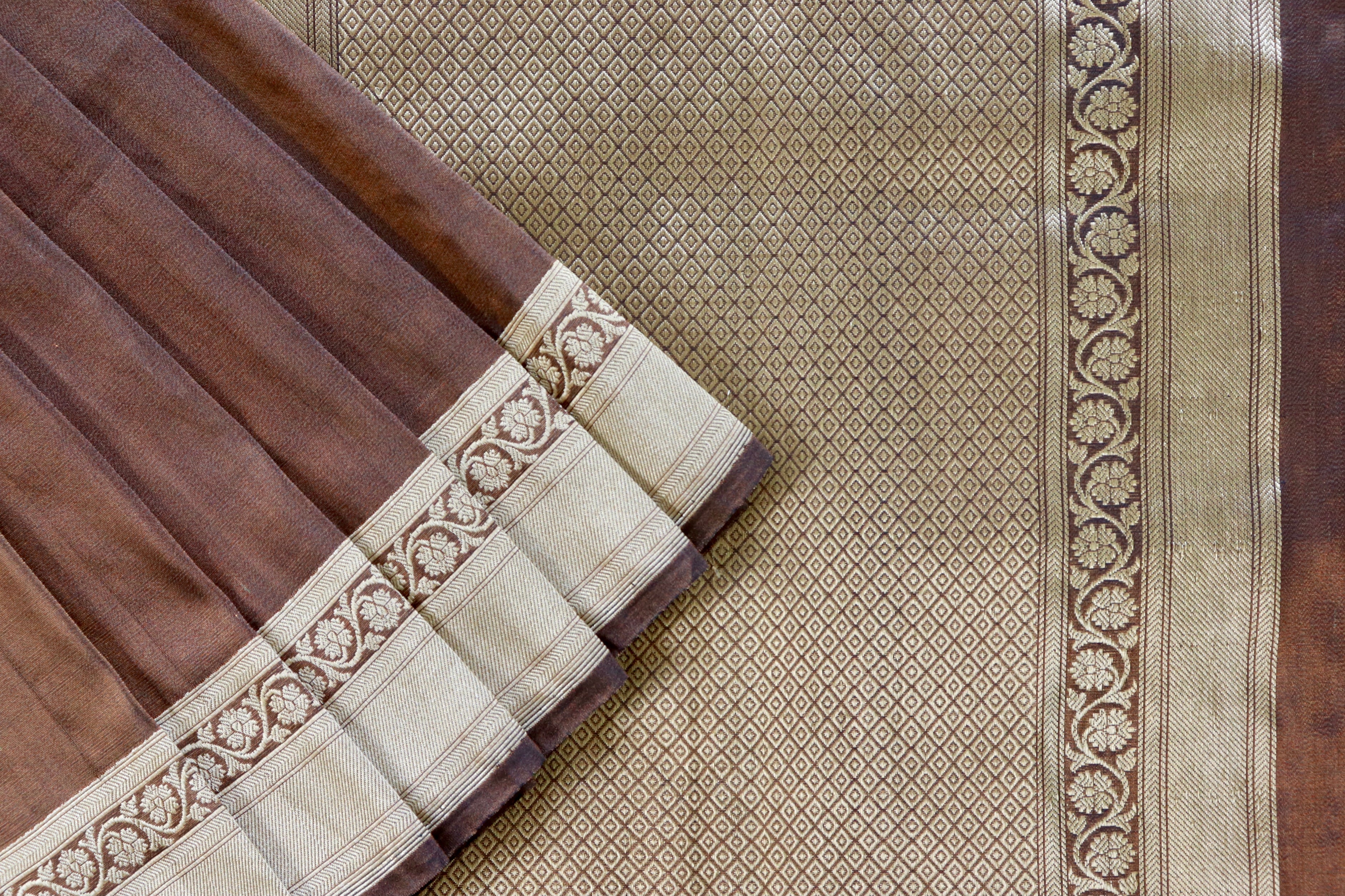 Brown Tissue Banarasi Silk Handloom Saree