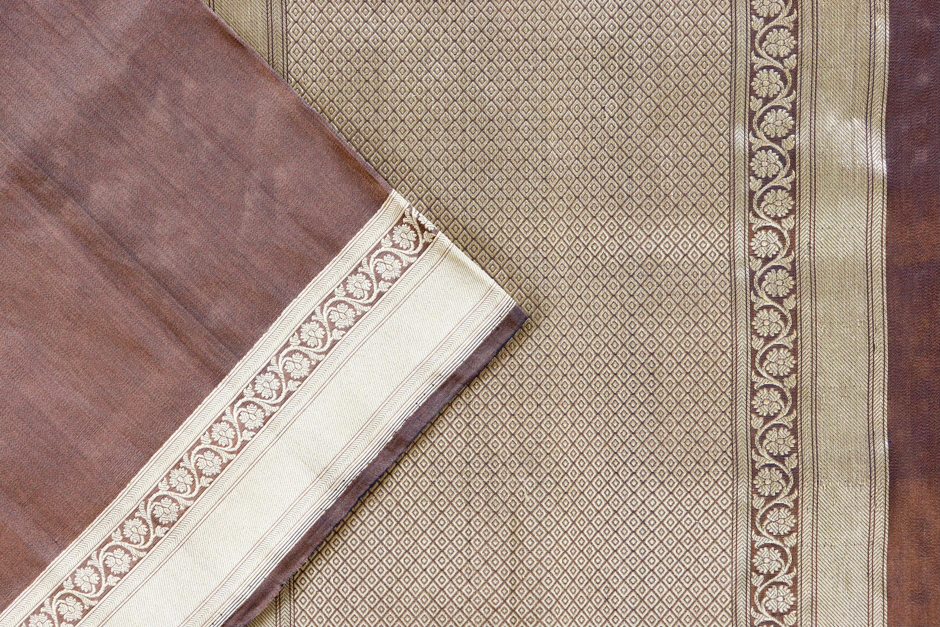 Brown Tissue Banarasi Silk Handloom Saree