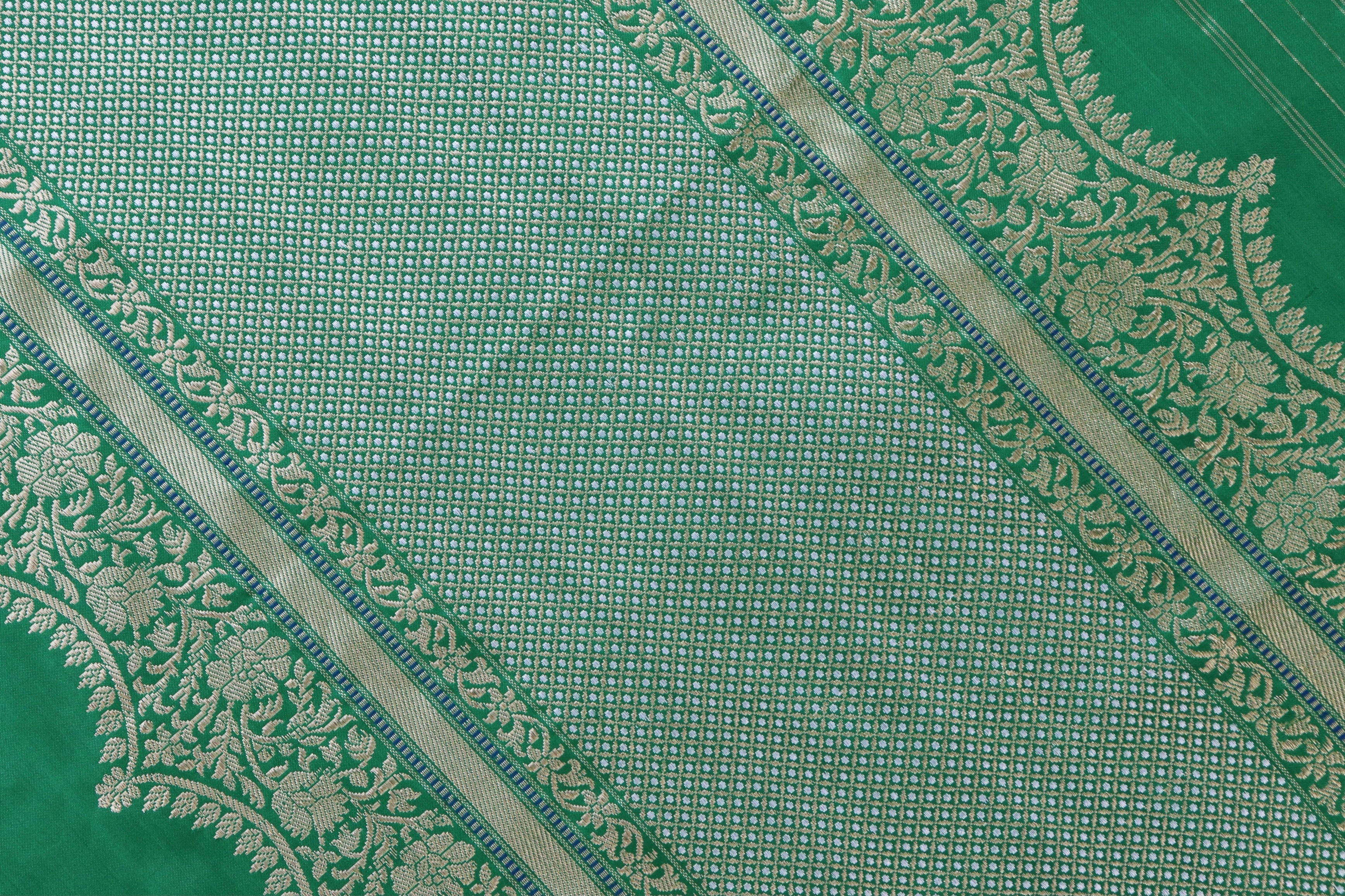 Deep Green Butterfly Motif Pure Silk Handloom Banarasi Saree