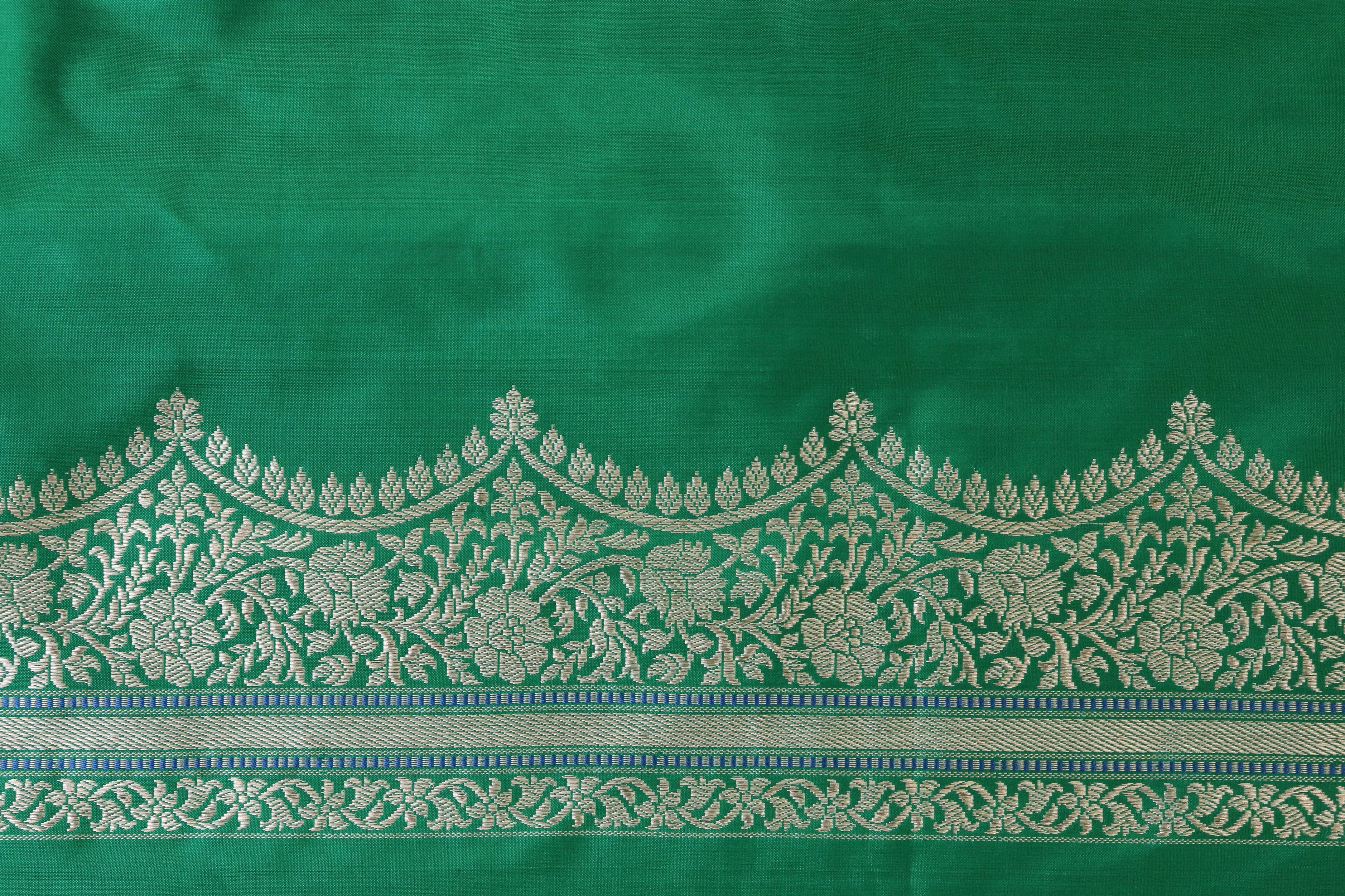 Deep Green Butterfly Motif Pure Silk Handloom Banarasi Saree