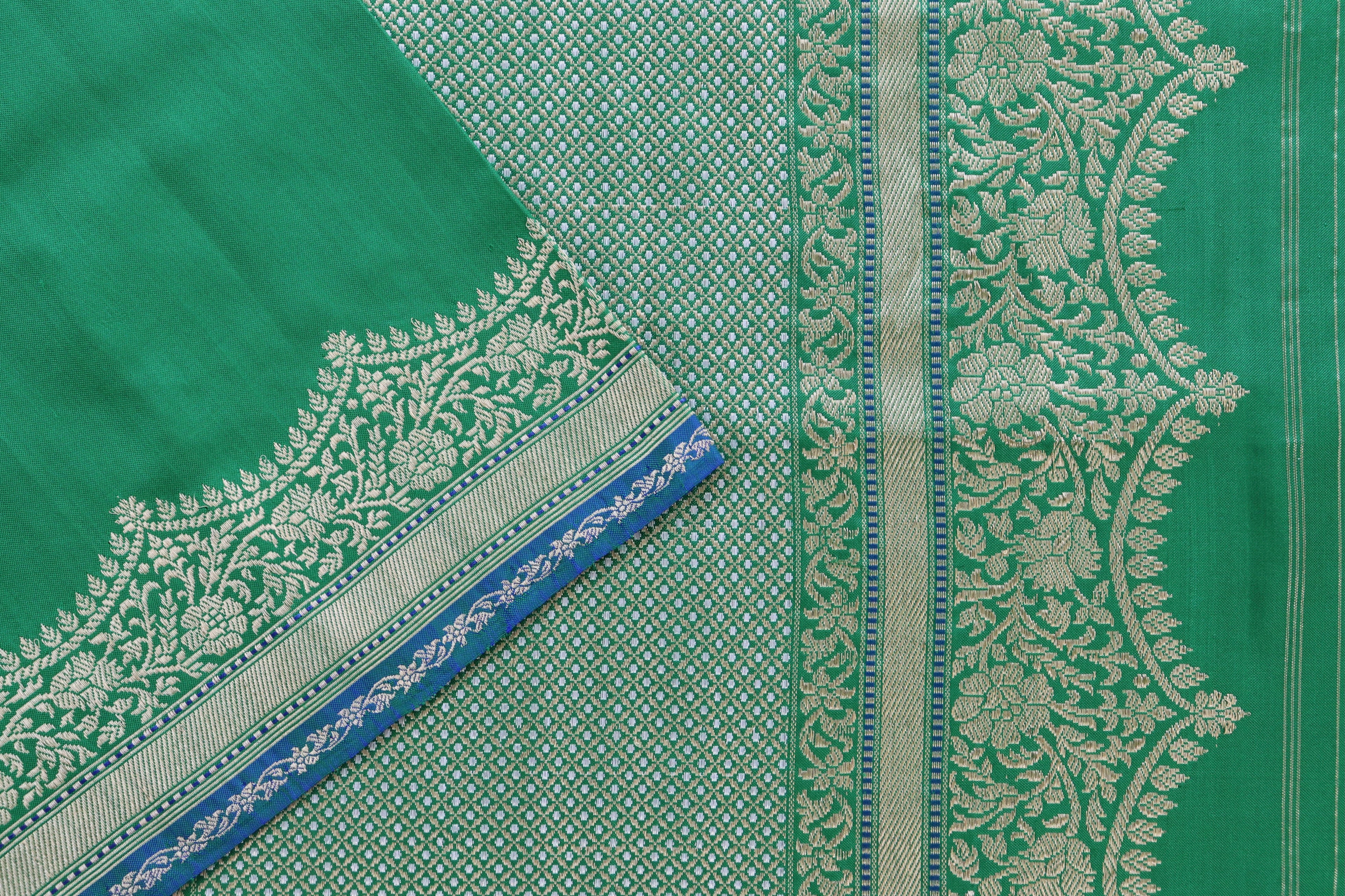 Deep Green Butterfly Motif Pure Silk Handloom Banarasi Saree
