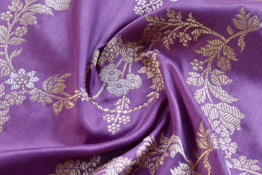 Lilac Jangla Pure Silk Handloom Banarasi Dupatta