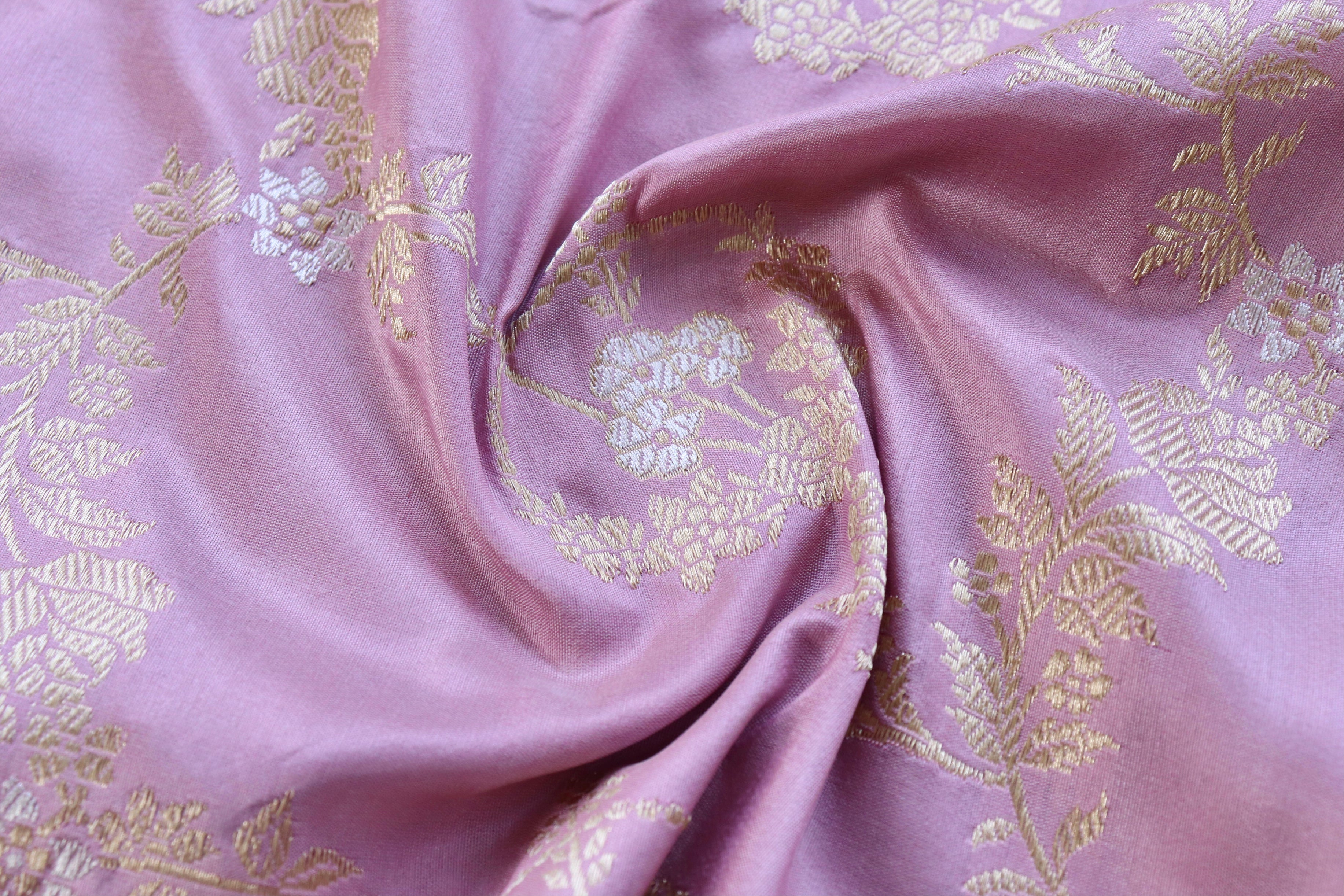 Light Pink Jangla Pure Silk Handloom Banarasi Dupatta