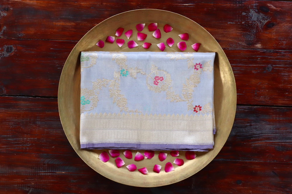 Grey Jangla Pure Silk Banarasi Dupatta | Stuti Weaves