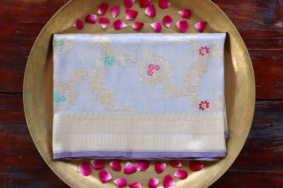Grey Jangla Pure Silk Banarasi Dupatta | Stuti Weaves