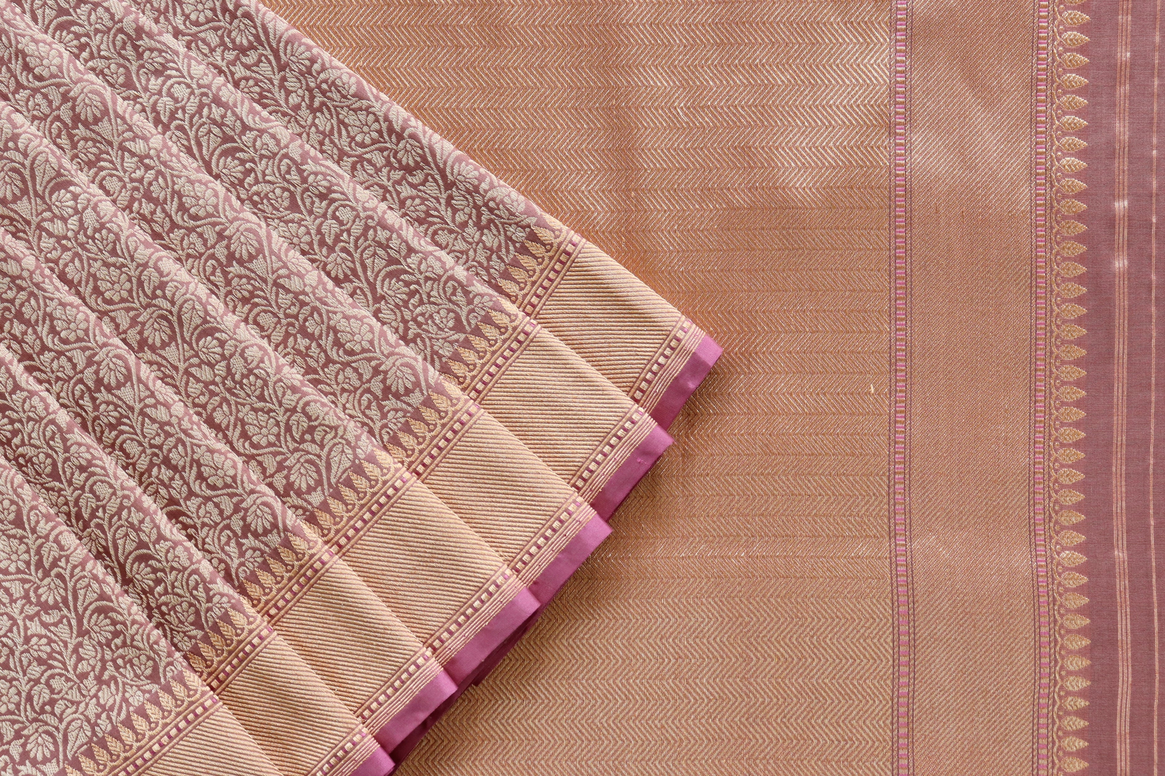 Dusty Pink Tanchoi Pure Silk Handloom Banarasi Saree