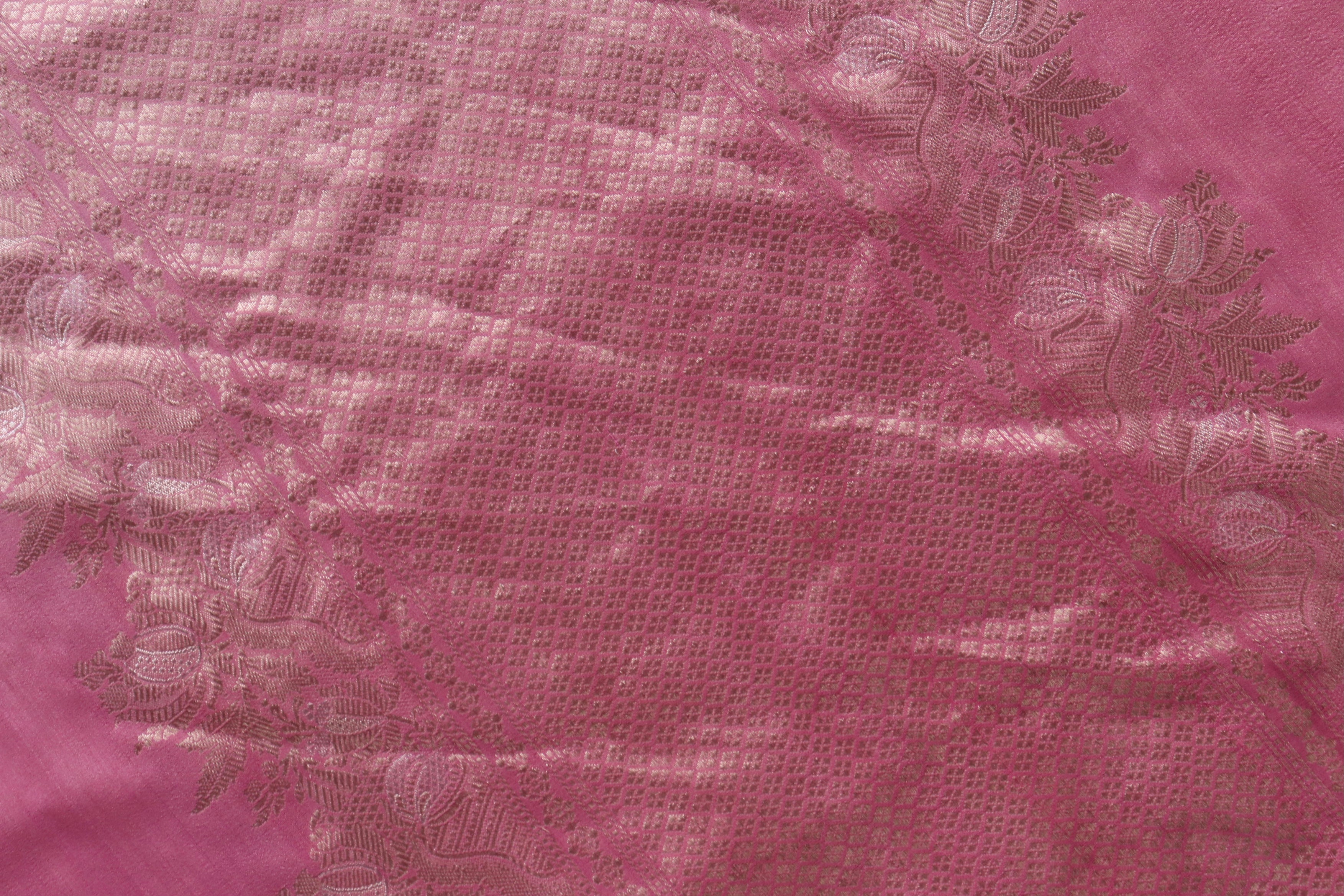 Pink Tussar Silk  Handloom Banarasi Saree