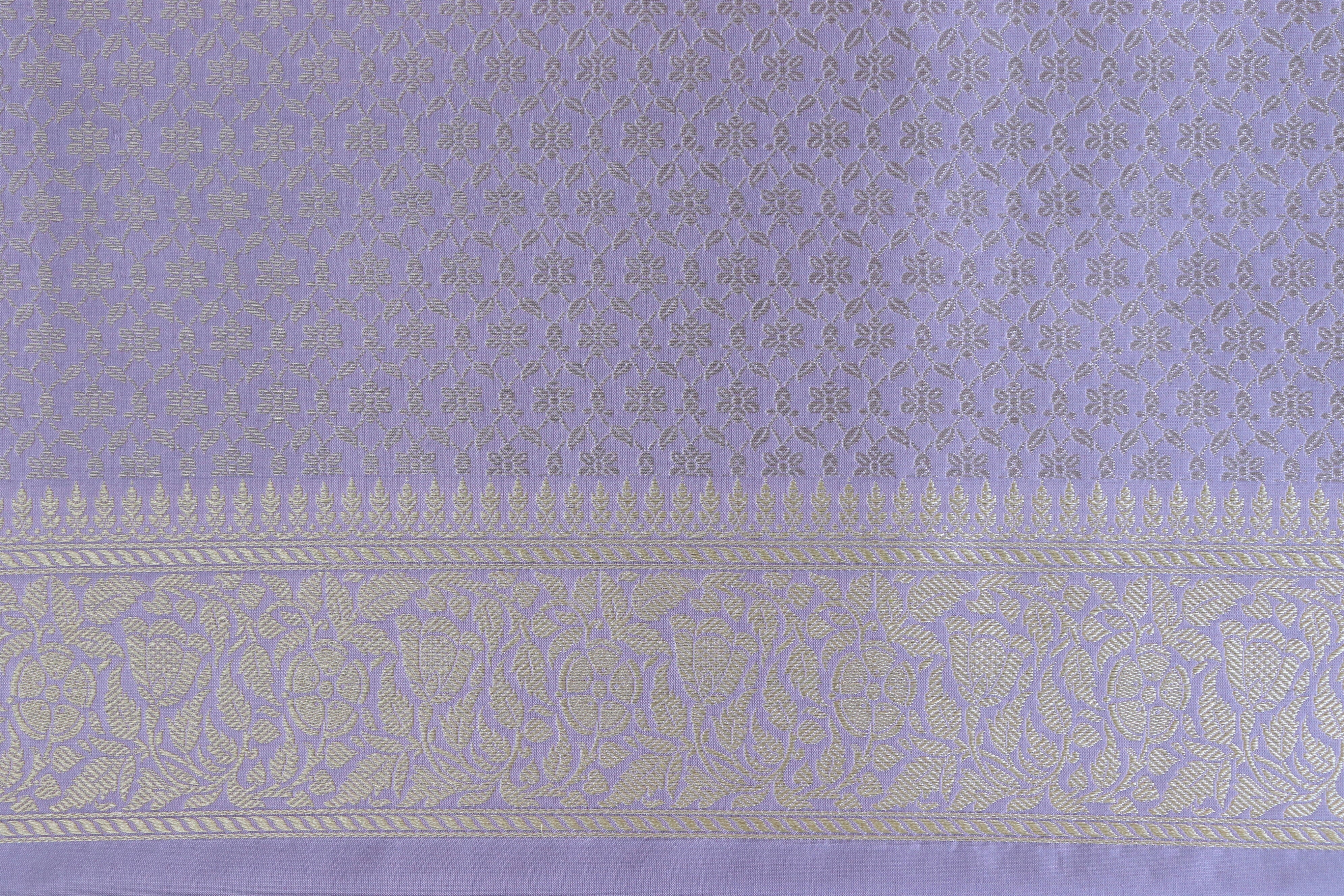 Lilac Kadhua Motif Pure Silk Handloom Banarasi Saree